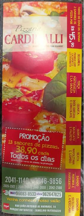 Pizzaria Cardinalli cardápio