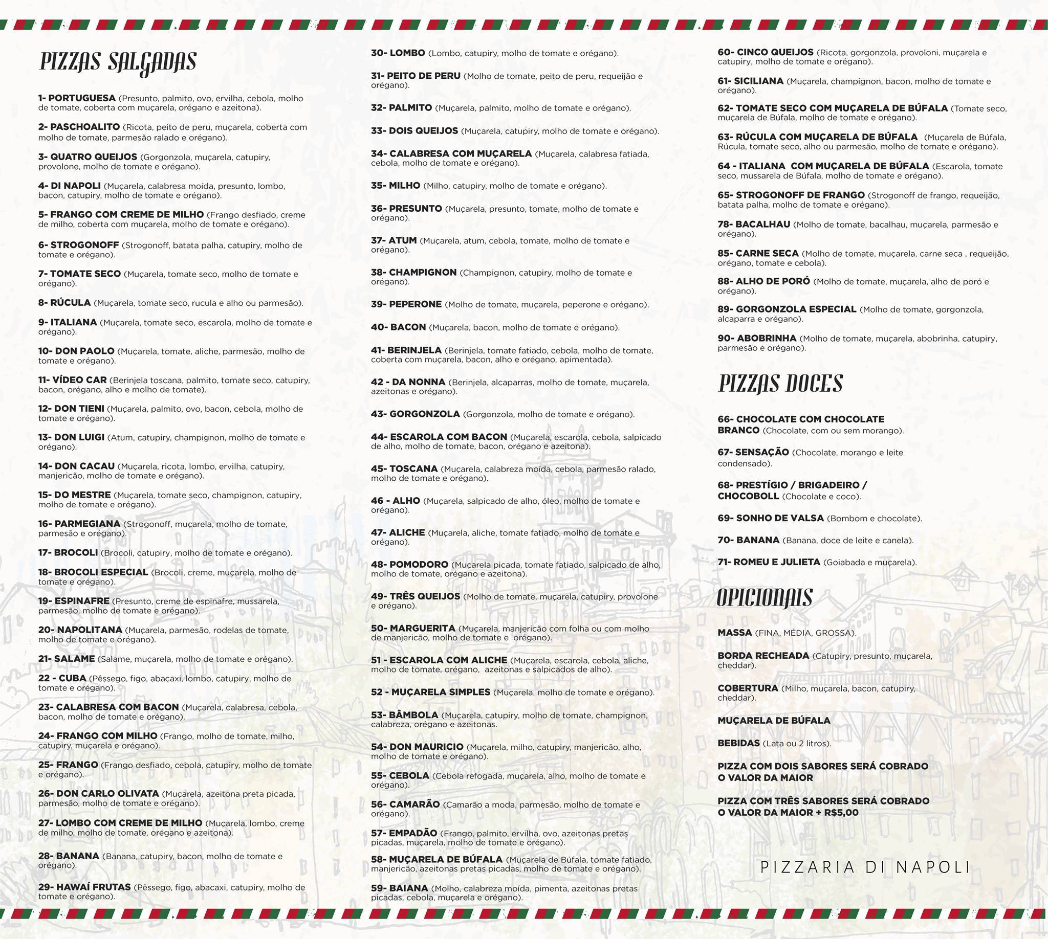 Pizzaria Di Napoli cardápio