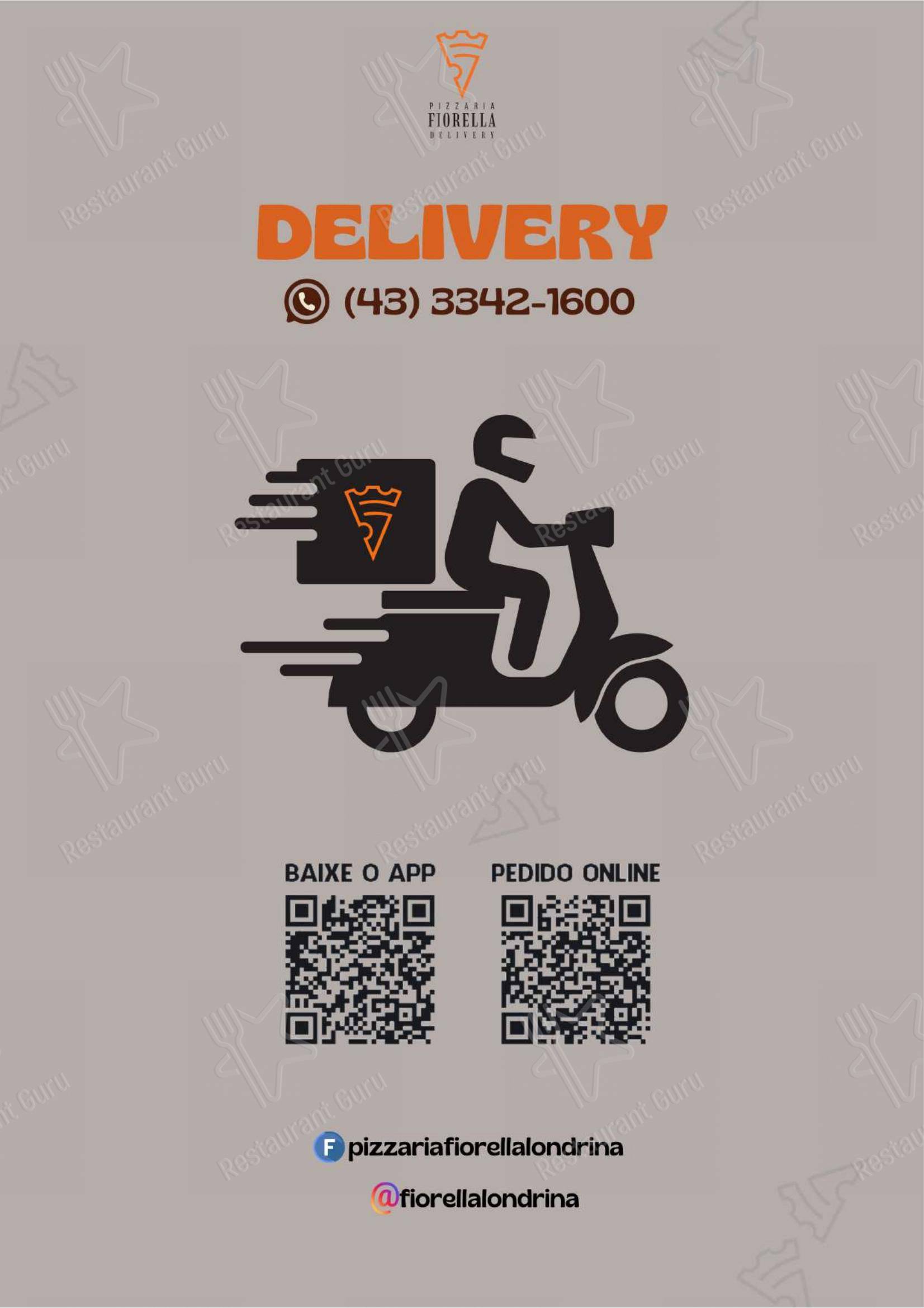 Menu para Pizzaria Fiorella em Londrina