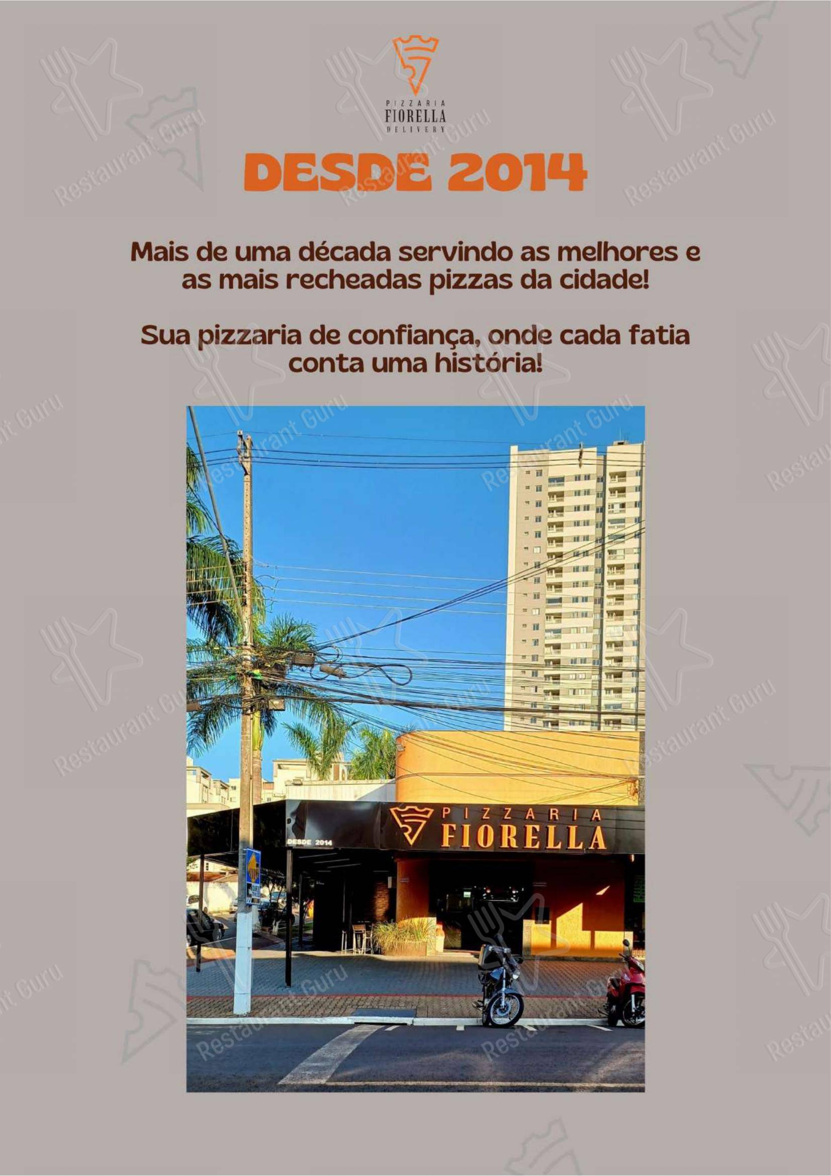 Menu para Pizzaria Fiorella restaurante