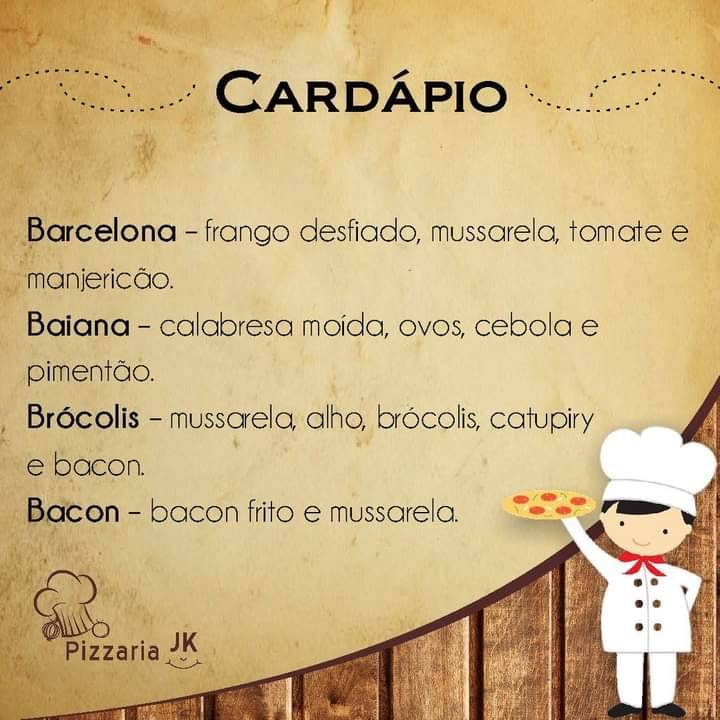 Pizzaria JK cardápio