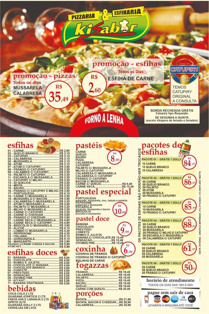 Pizzaria Kisabor cardápio