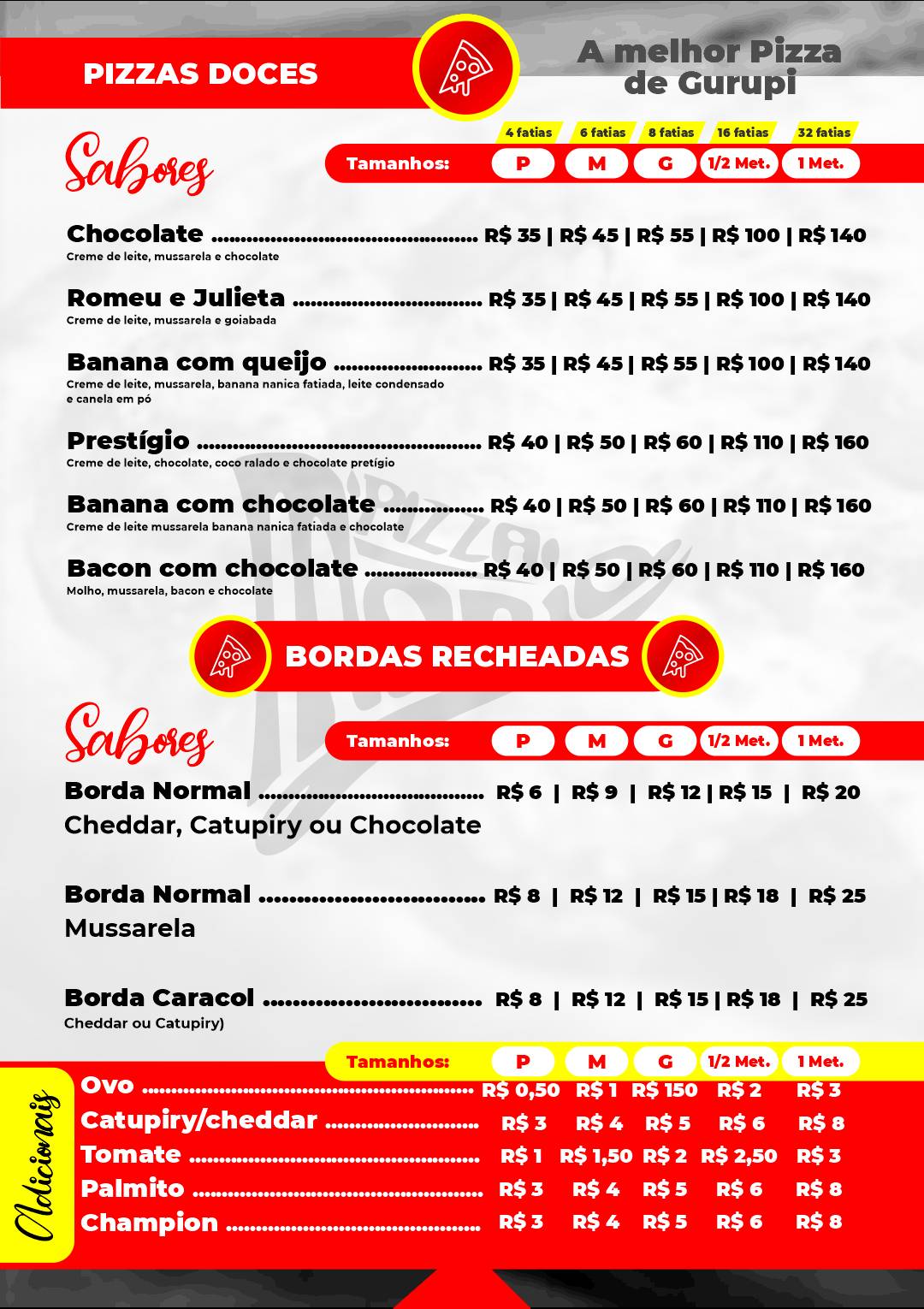 Pizzaria Mania cardápio