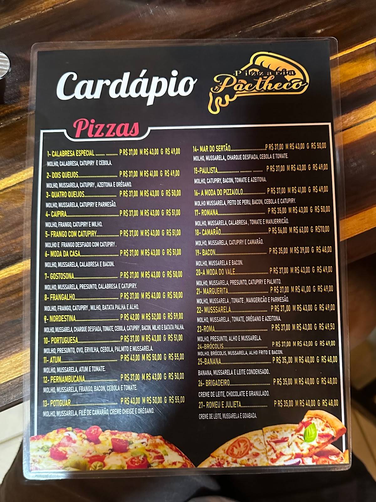 Pizzaria Pactheco cardápio