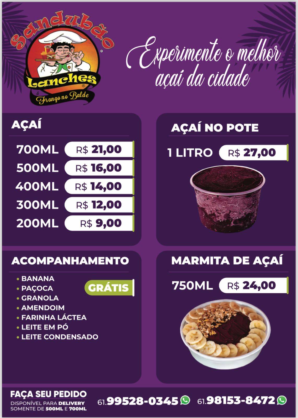 Pizzaria e Lanchonete Sandubão cardápio