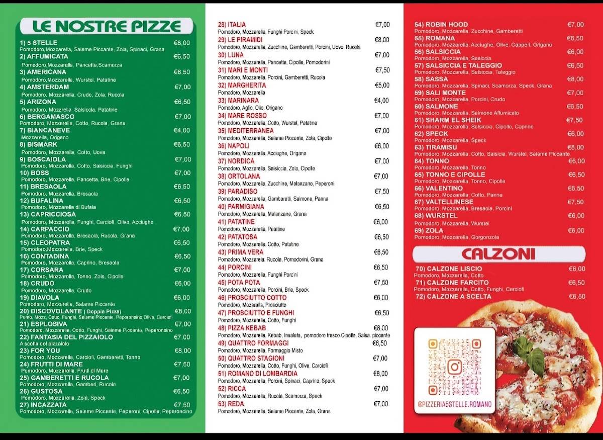 Menu di Pizzeria 5 stelle 
