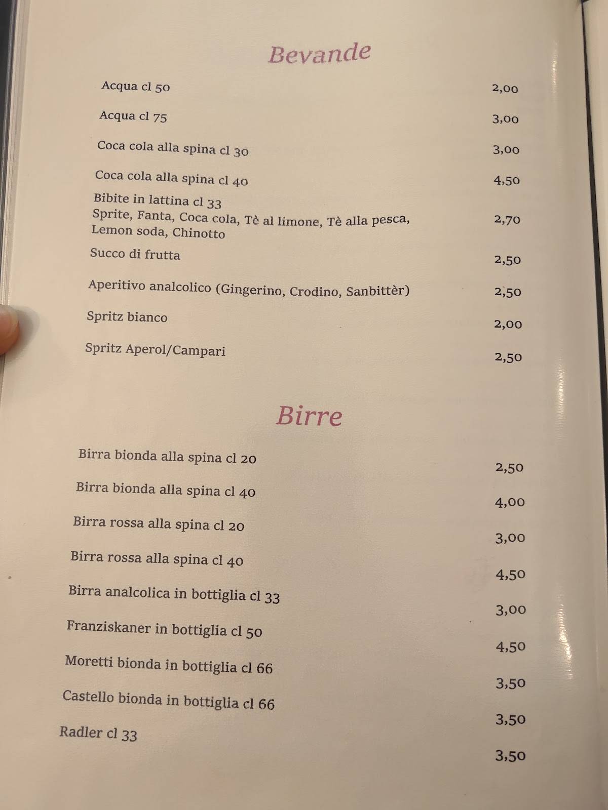 Menu di Pizzeria Aladino 