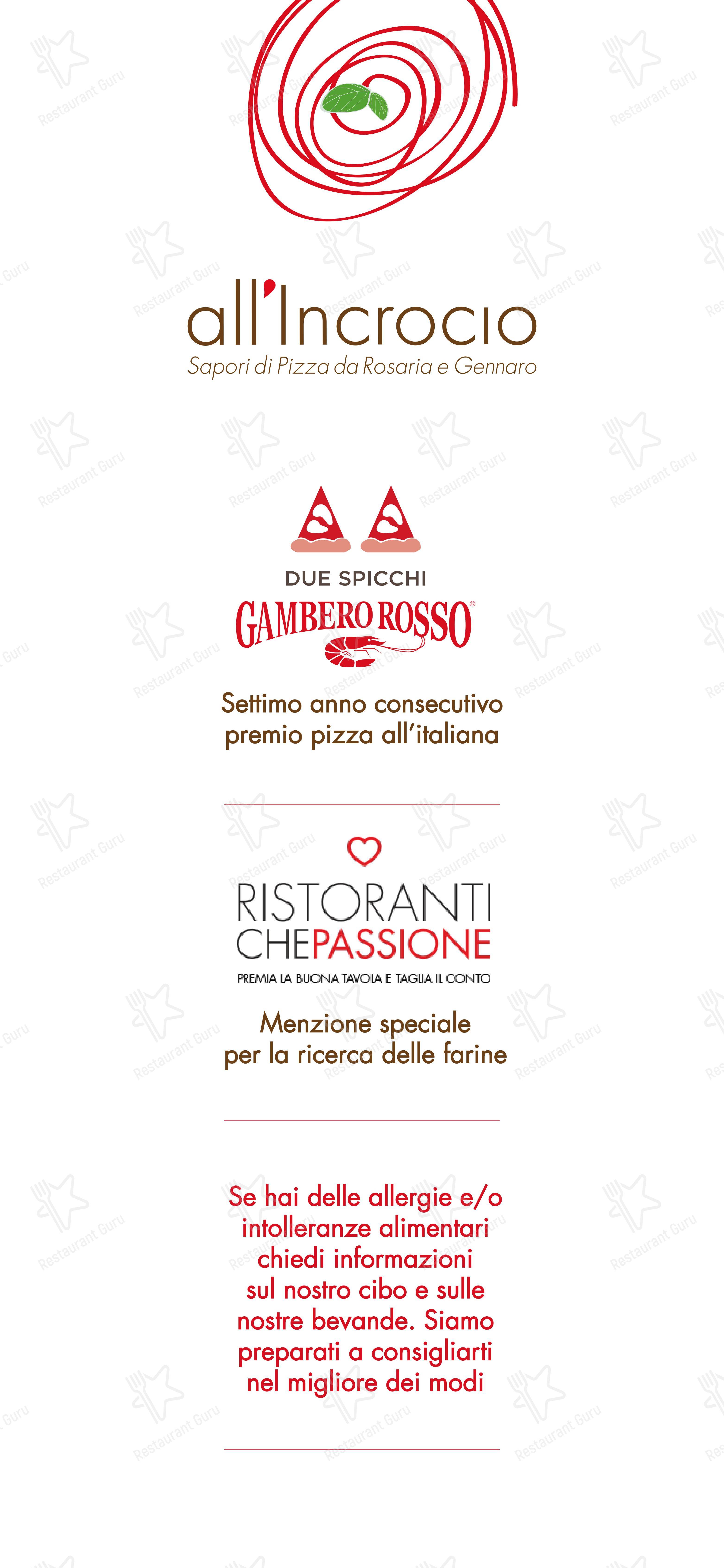 Pizzeria All'incrocio in Treviso - Menu