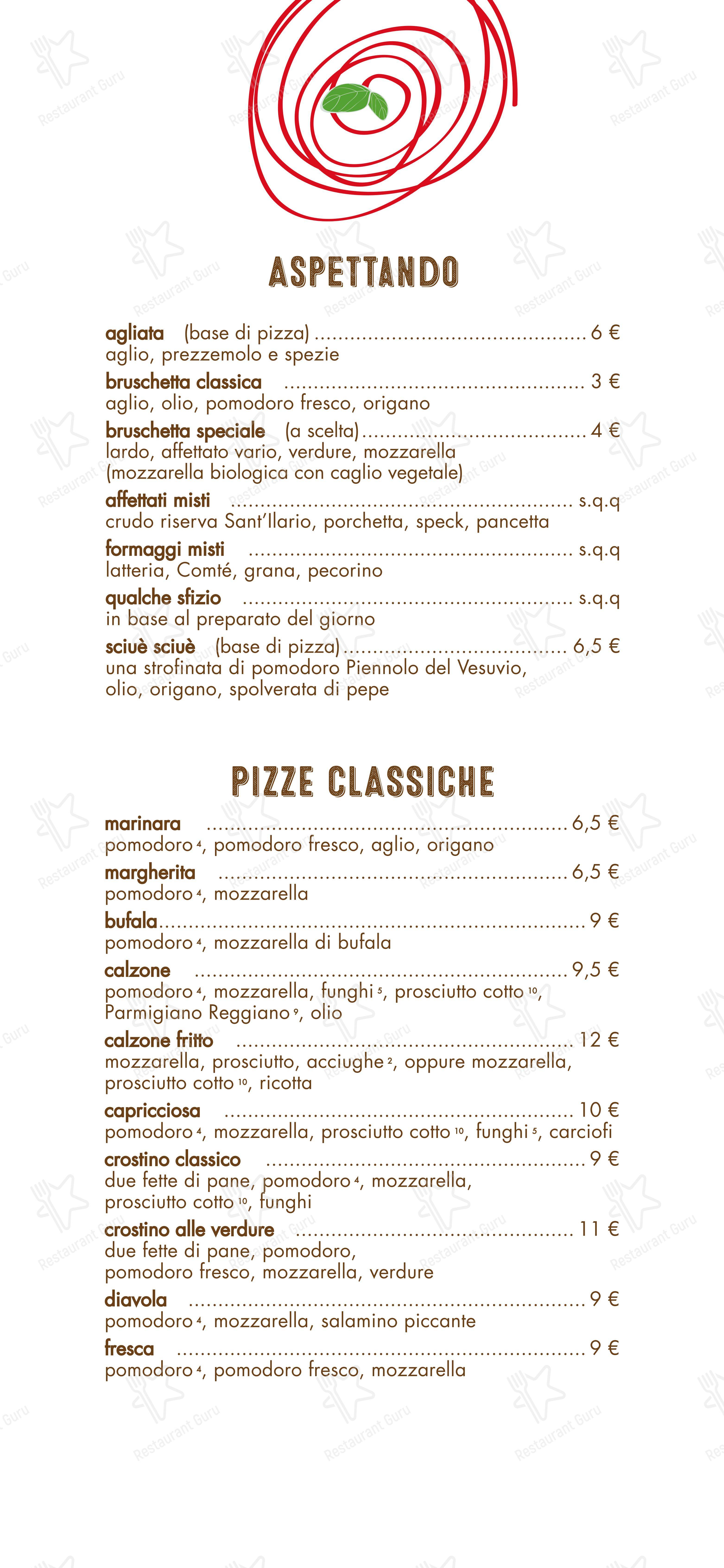 Menu per Pizzeria All'incrocio in Treviso