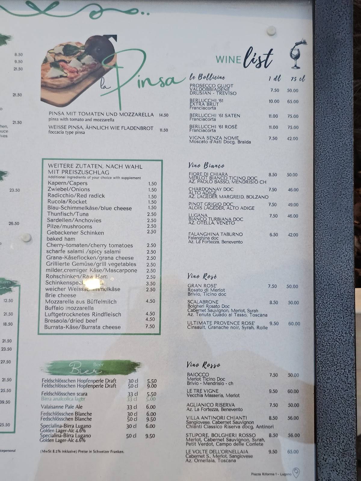 Menu di Bar Ristorante Olimpia 1845 