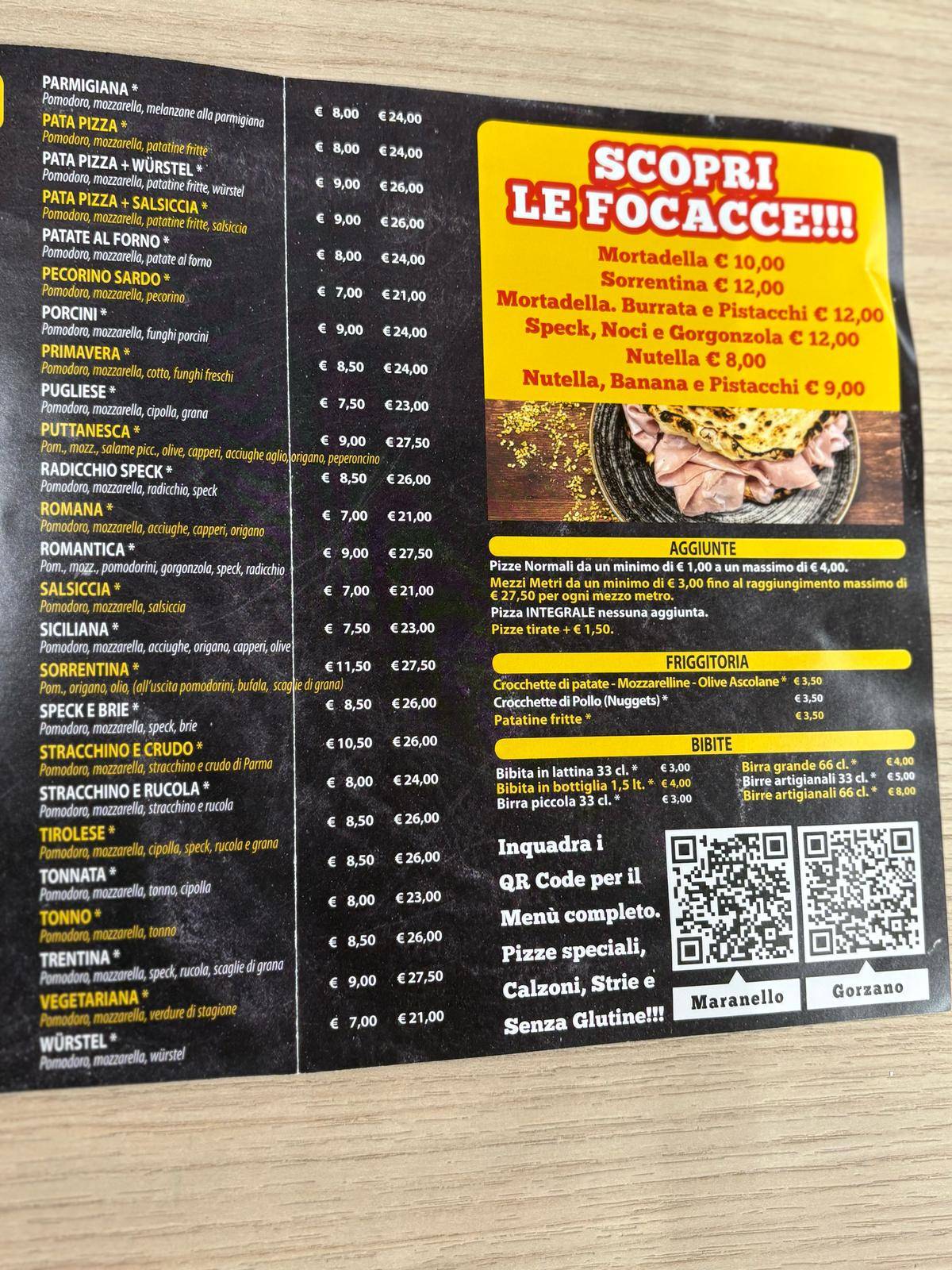 Menu di Pizzeria Big Ben gorzano 