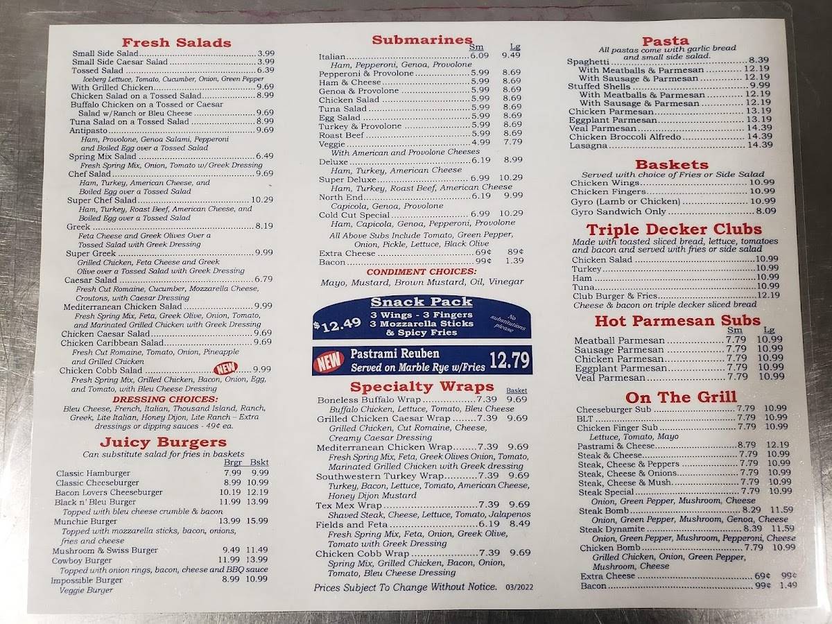 Menu at Bucksport House of Pizza pizzeria, Bucksport