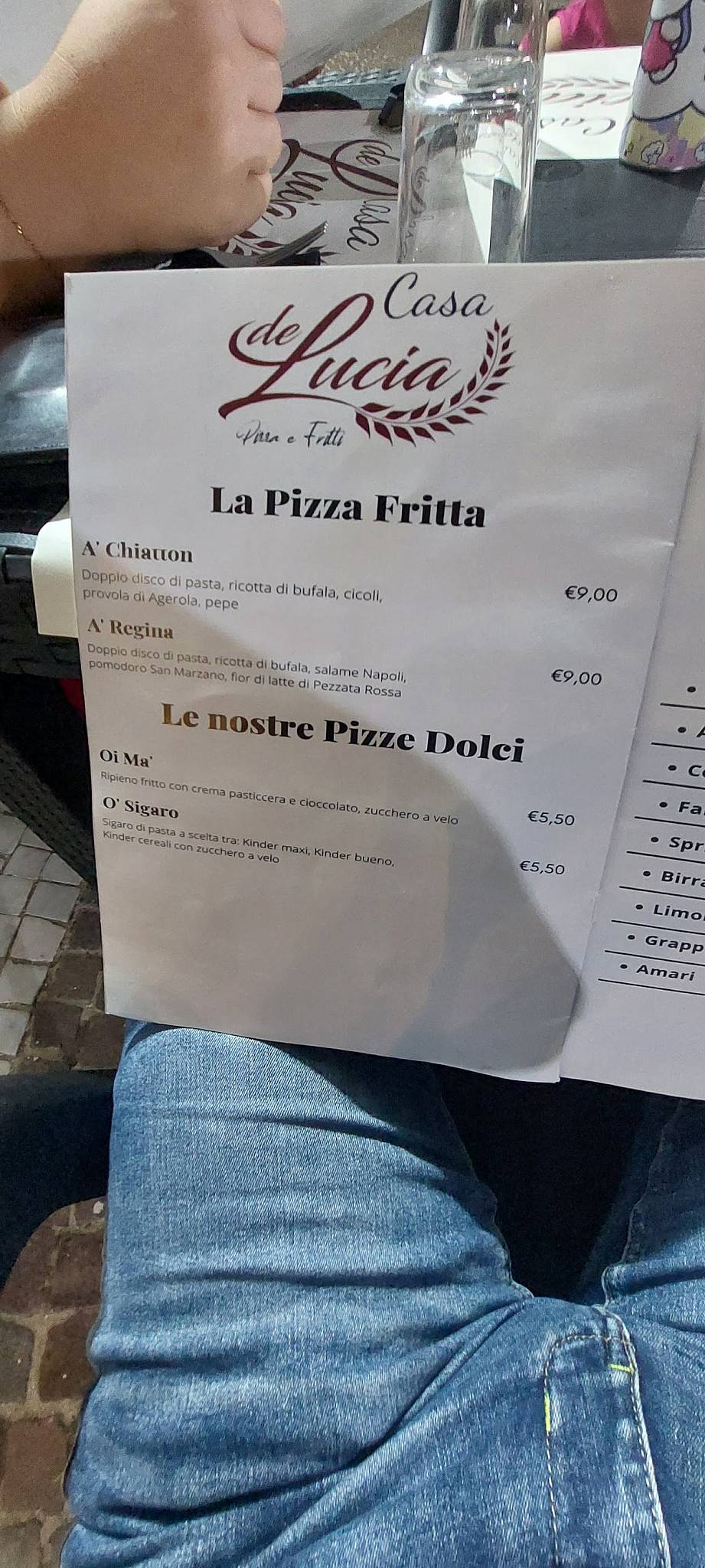 Menu di Pizzeria Casa De Lucia 