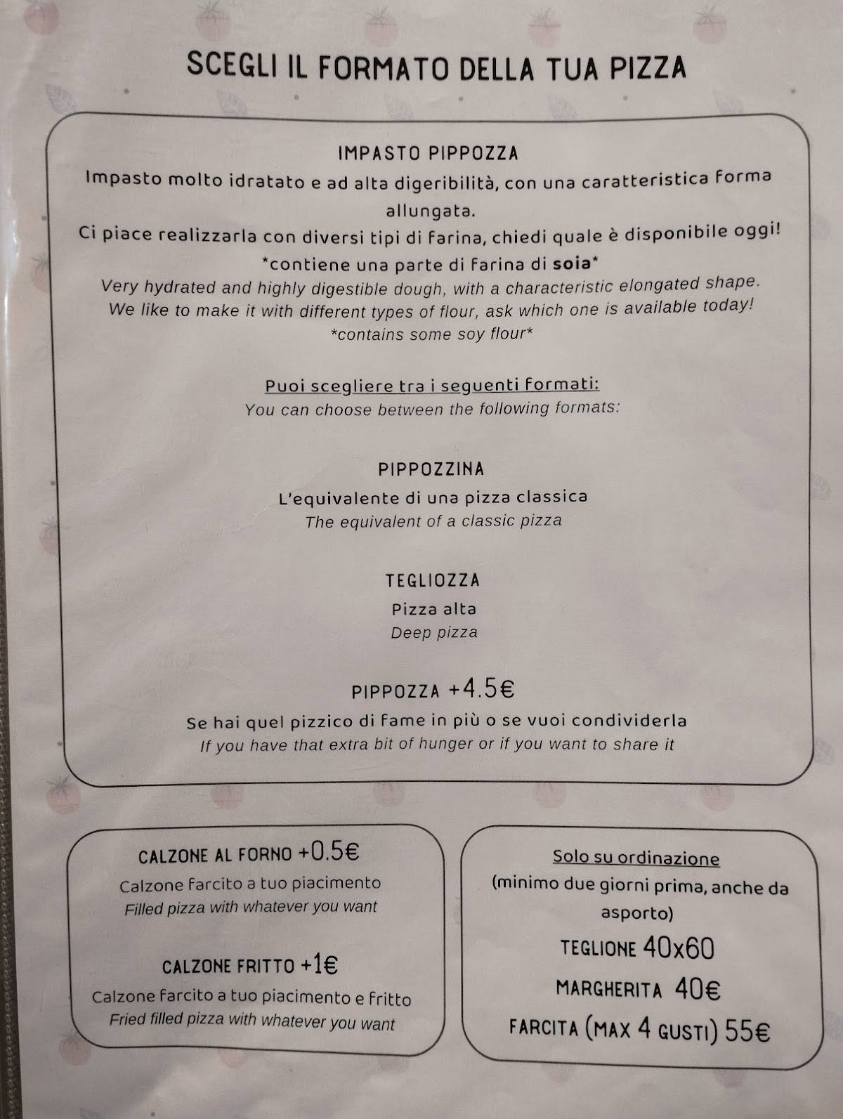 Menu di Pizzeria Da Filo Parma 