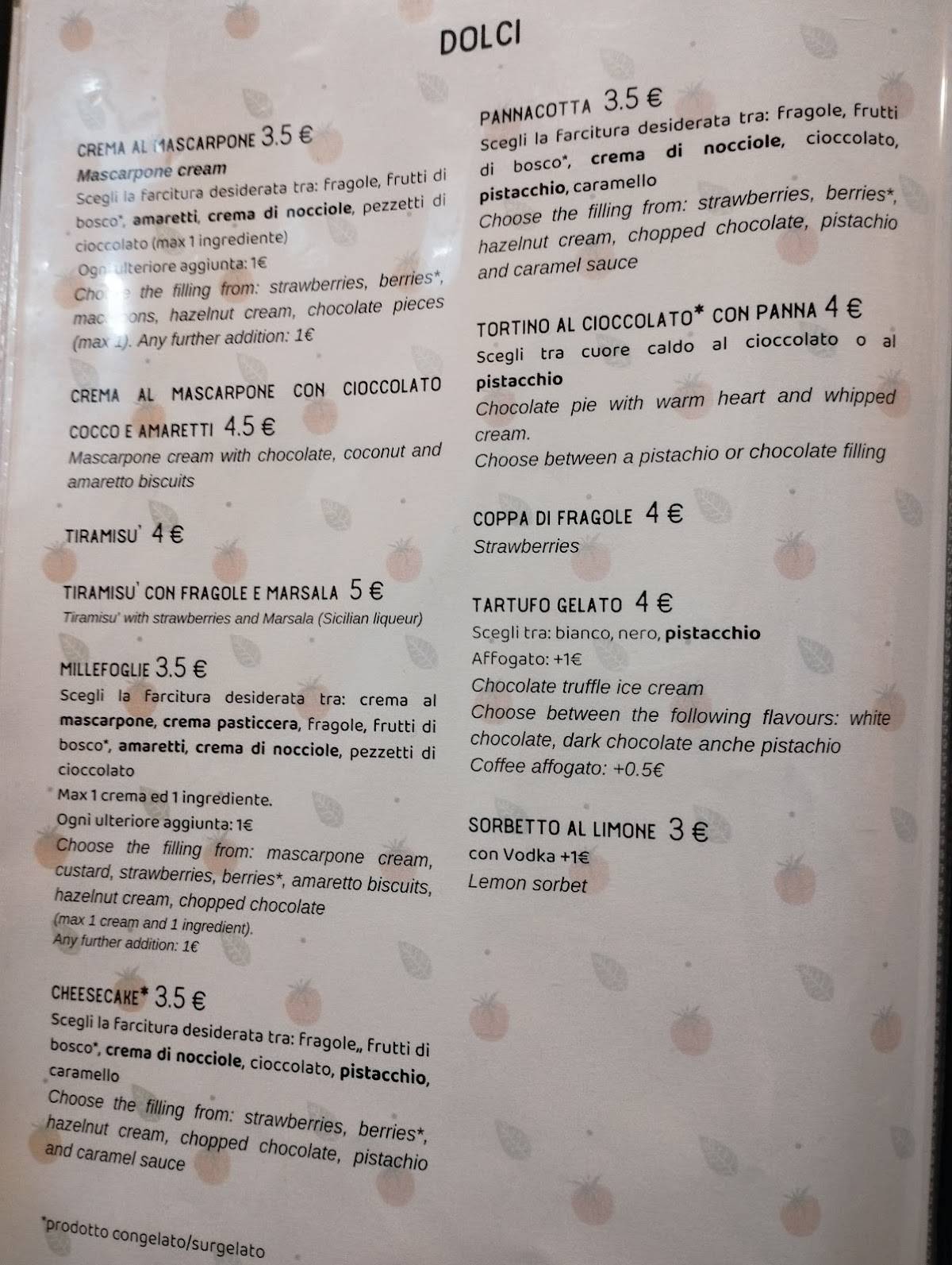 Menu di Pizzeria Da Filo Parma 