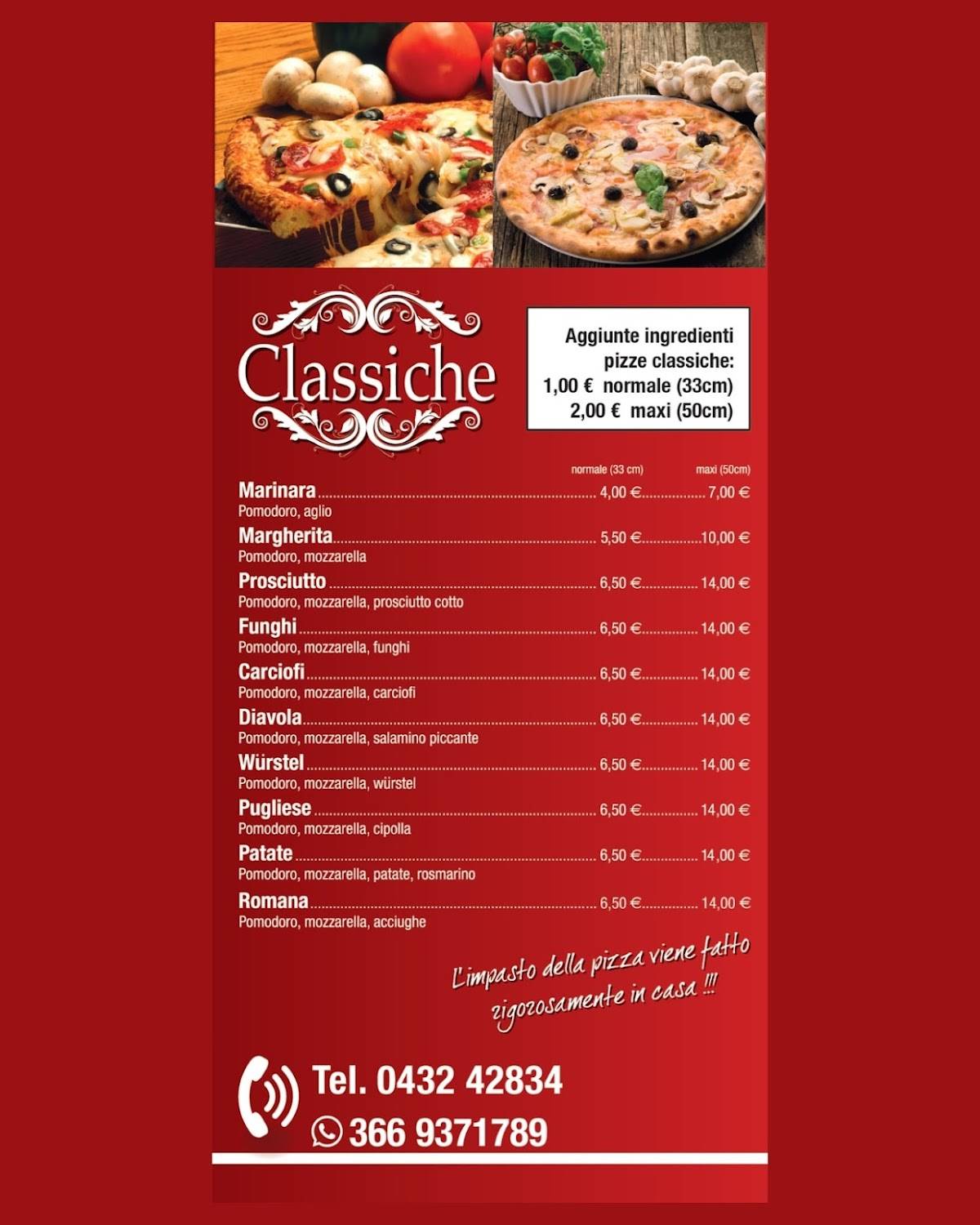 Menu di Pizzeria Da Gas Gas - Udine, Centro Studi 