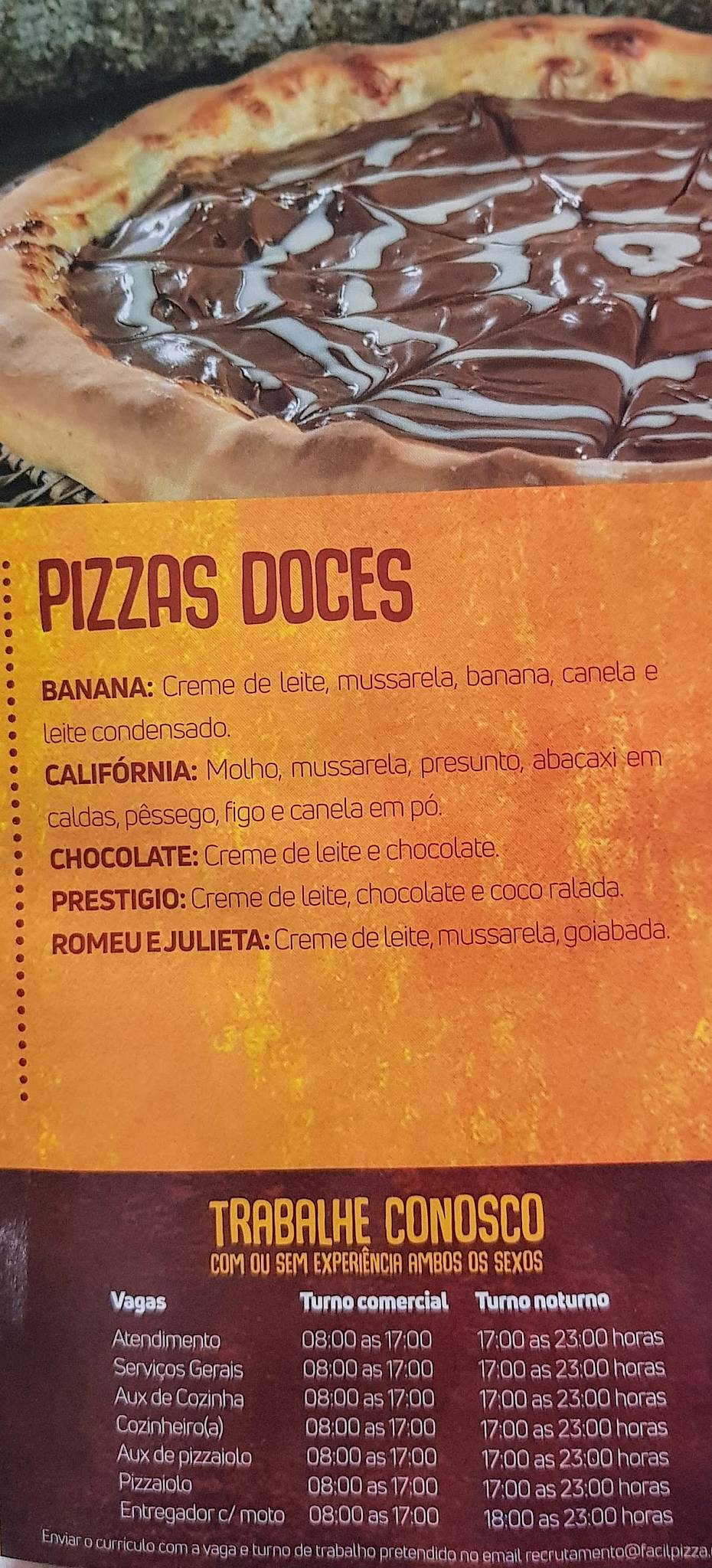 Fácil Pizza Delivery Cuiabá cardápio