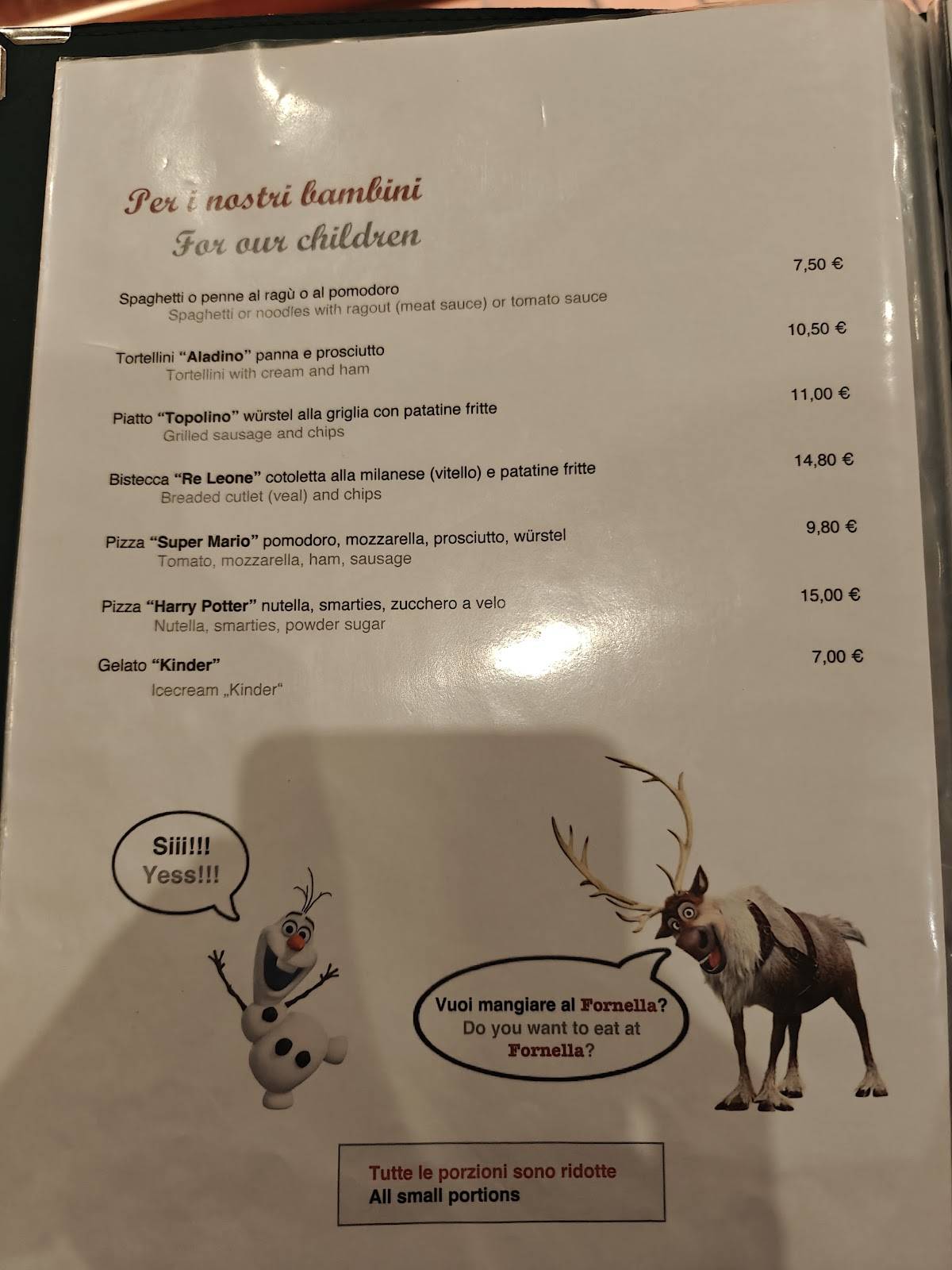 Menu di Pizzeria Fornella 