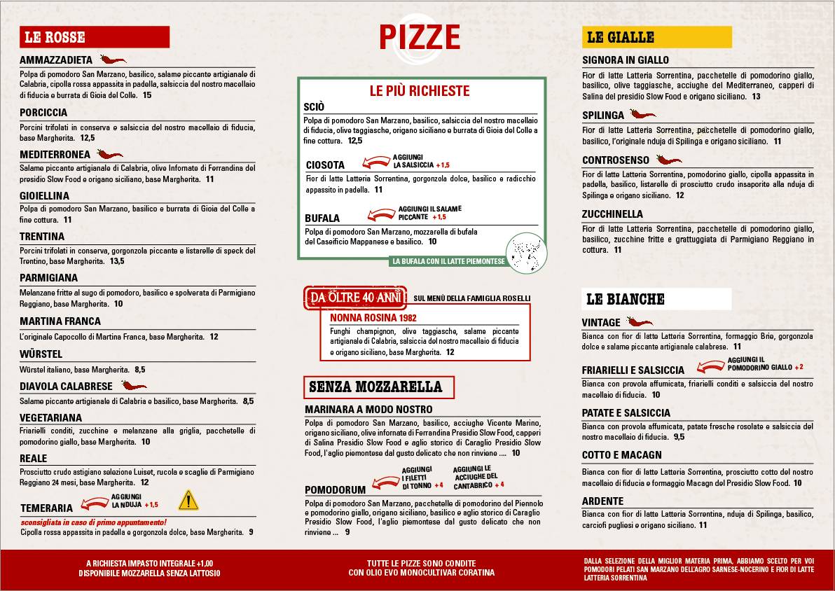 Menu di Pizzeria Fratelli Roselli 