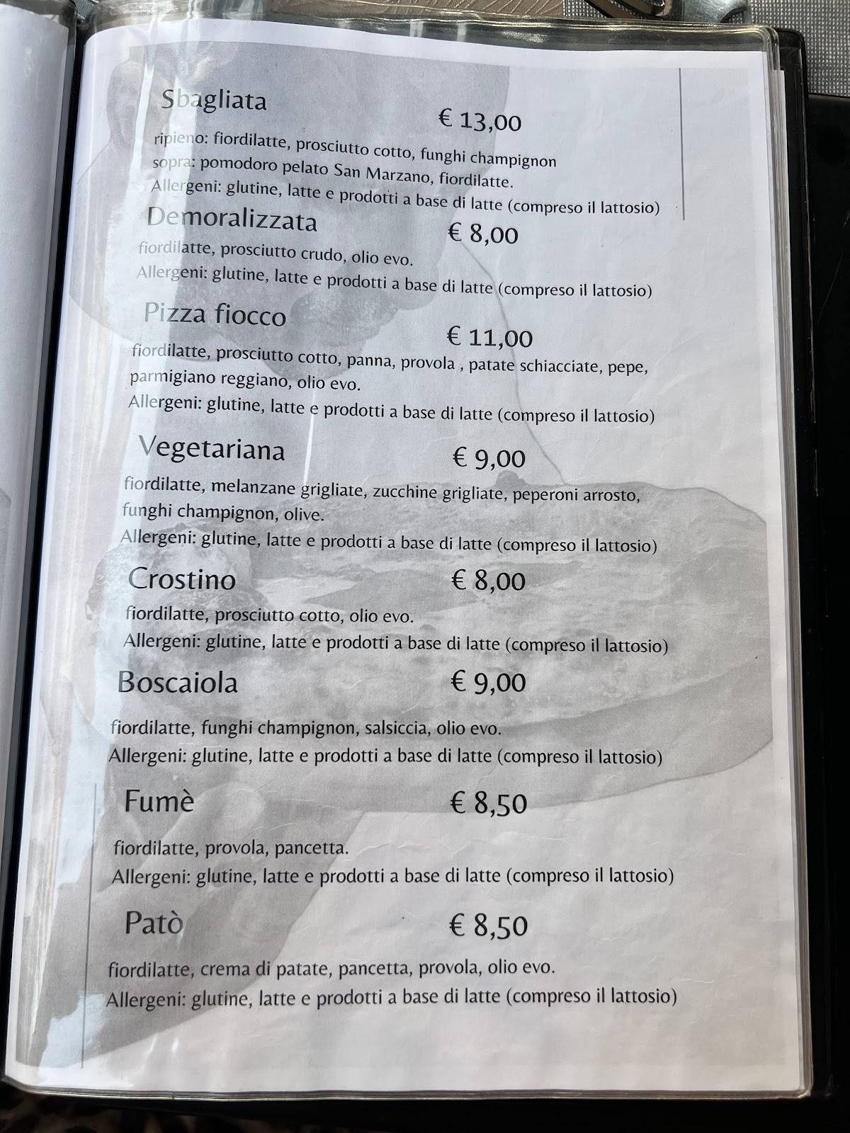 Menu di Giù Giù Pizzeria Friggitoria 