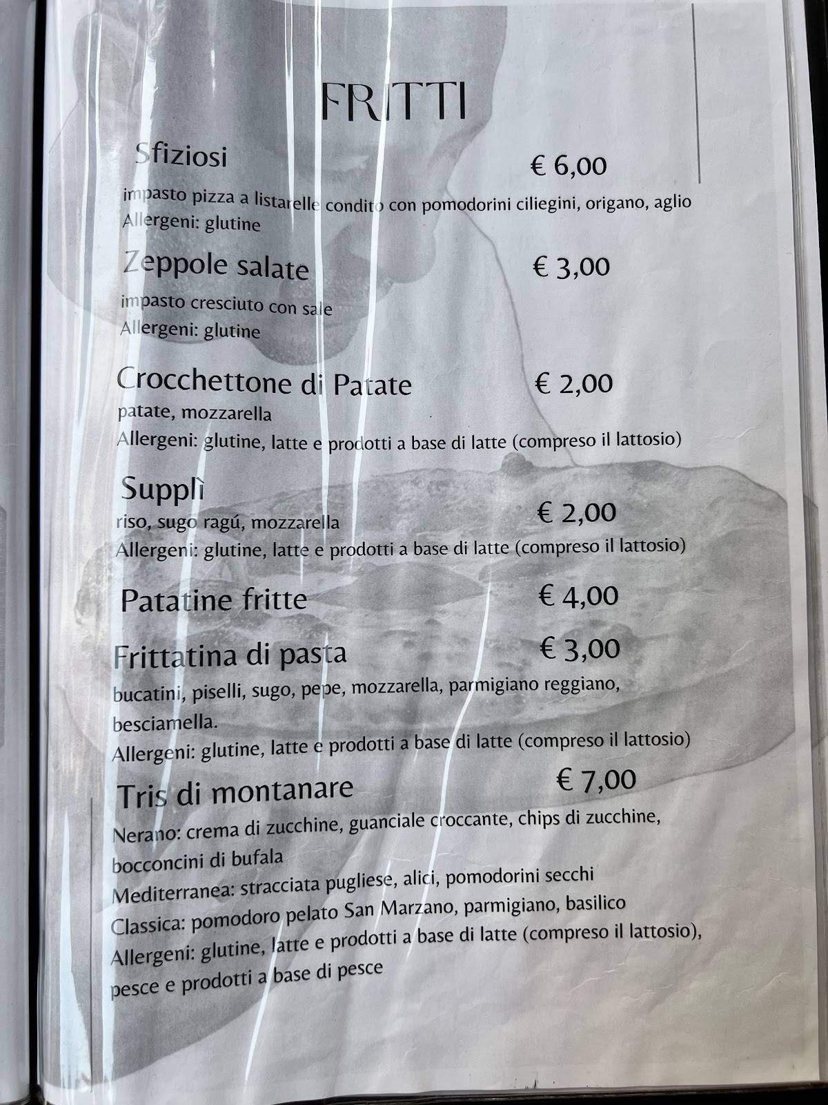 Menu di Giù Giù Pizzeria Friggitoria 