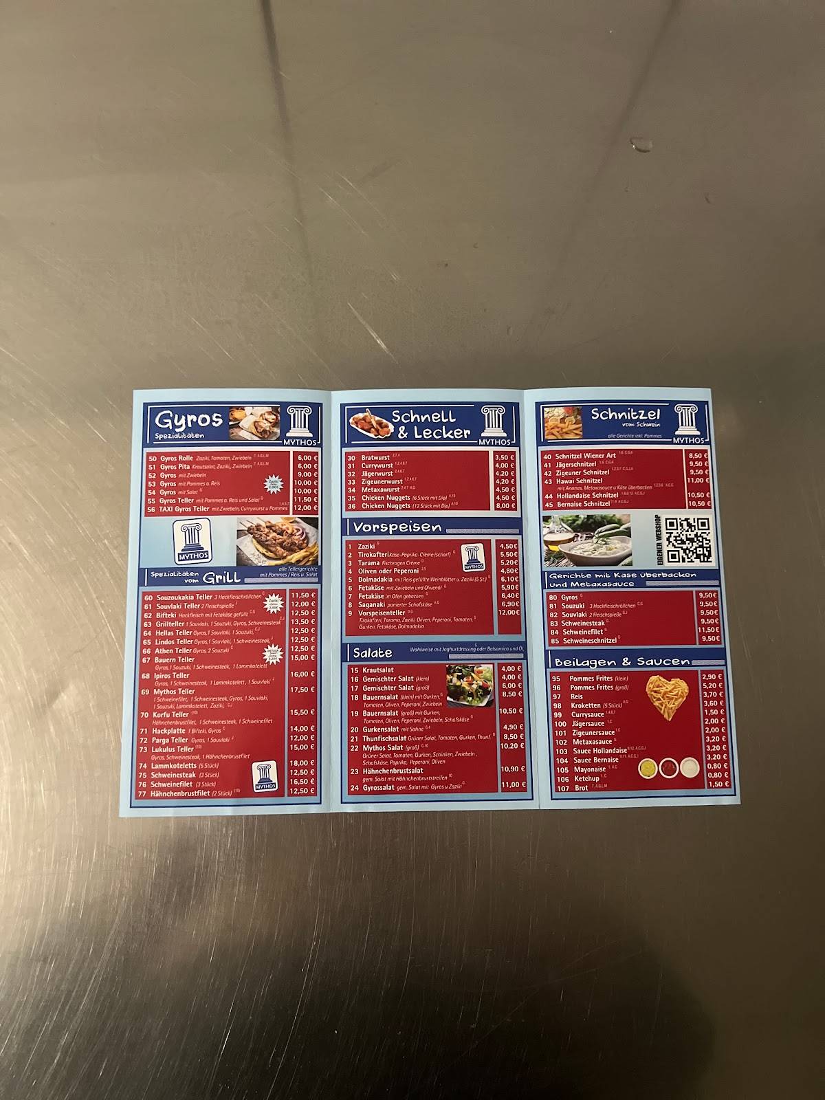 Menu de Griechischer Imbiss Mythos