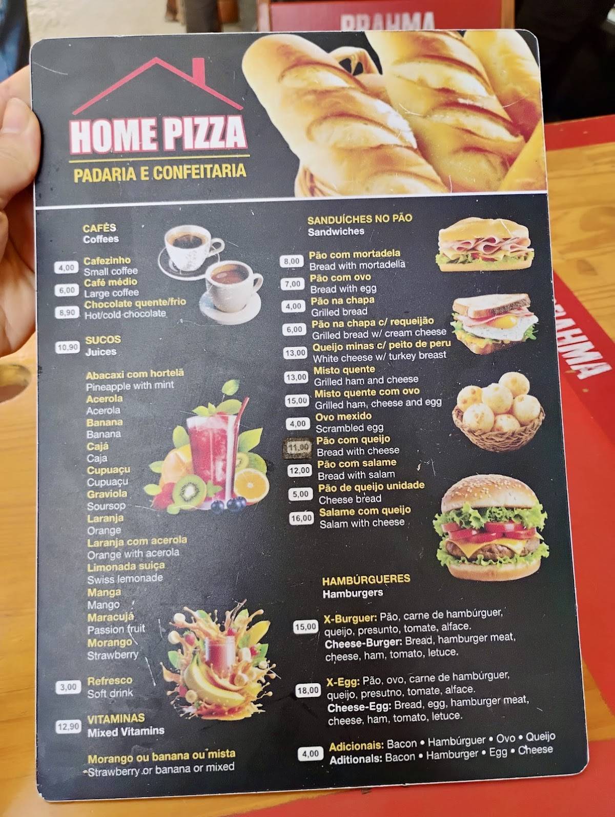 Home Pizza Padaria e Confeitaria cardápio