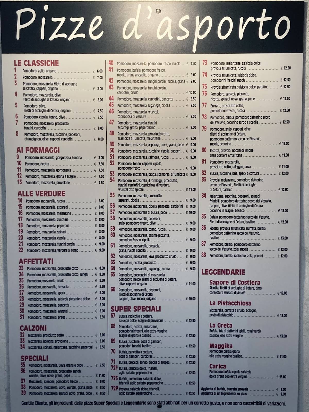 Menu di Pizzeria Il Cinghei 