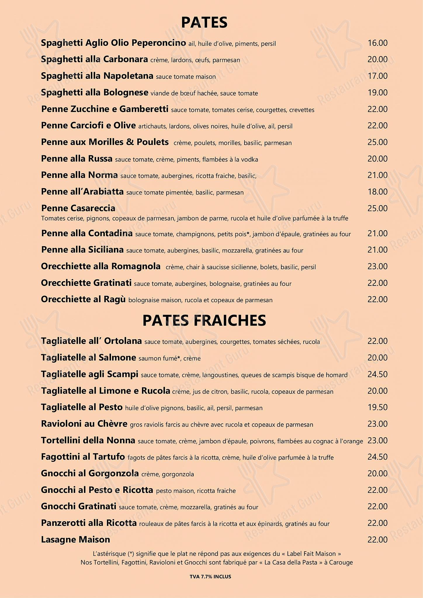 Menu per La Ruota pizzeria