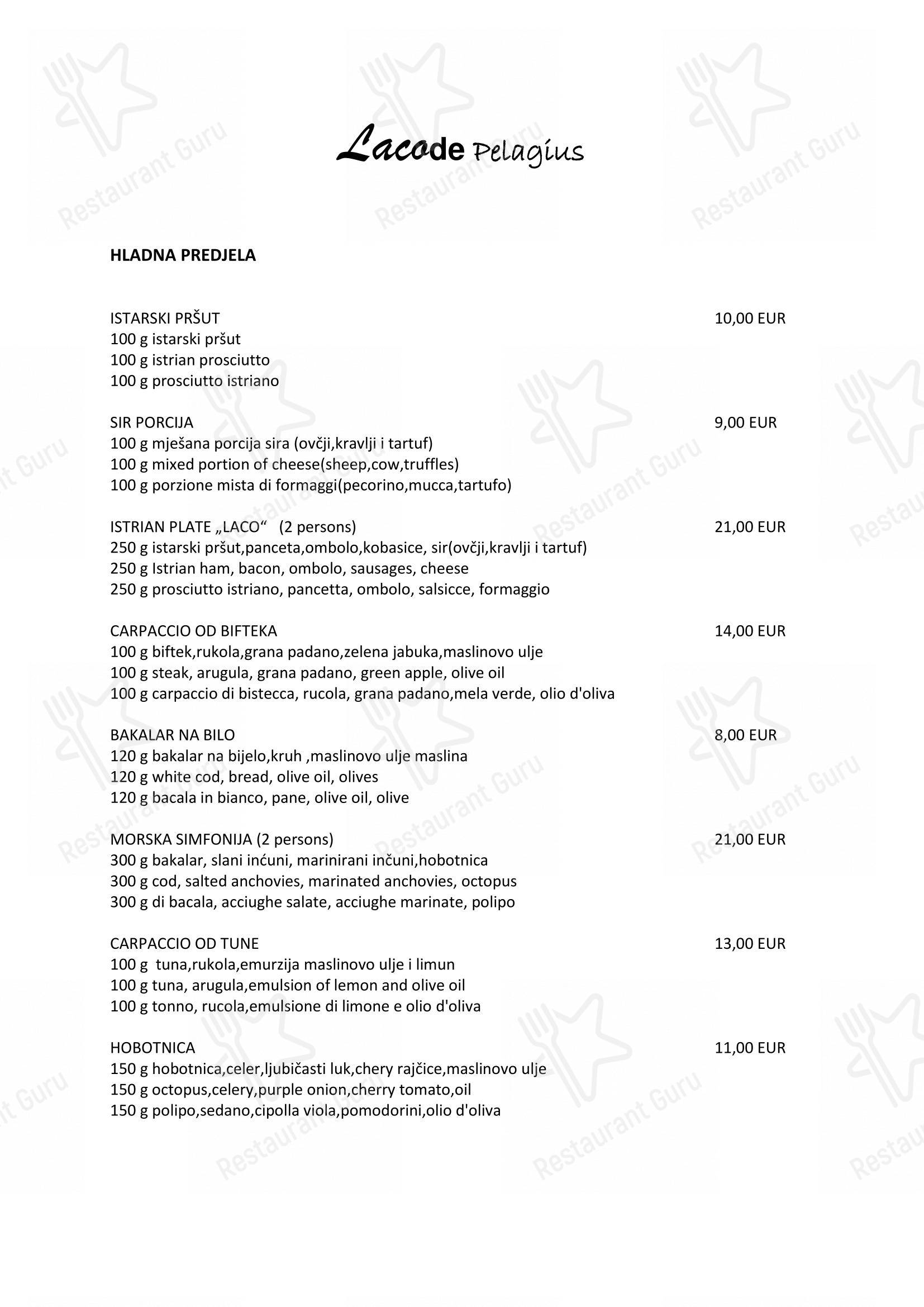 Menu di Pizzeria Laco - Menu