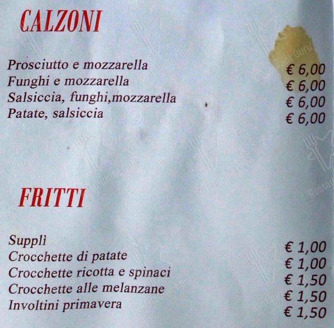 Menu di Gran Forno Lucarelli 