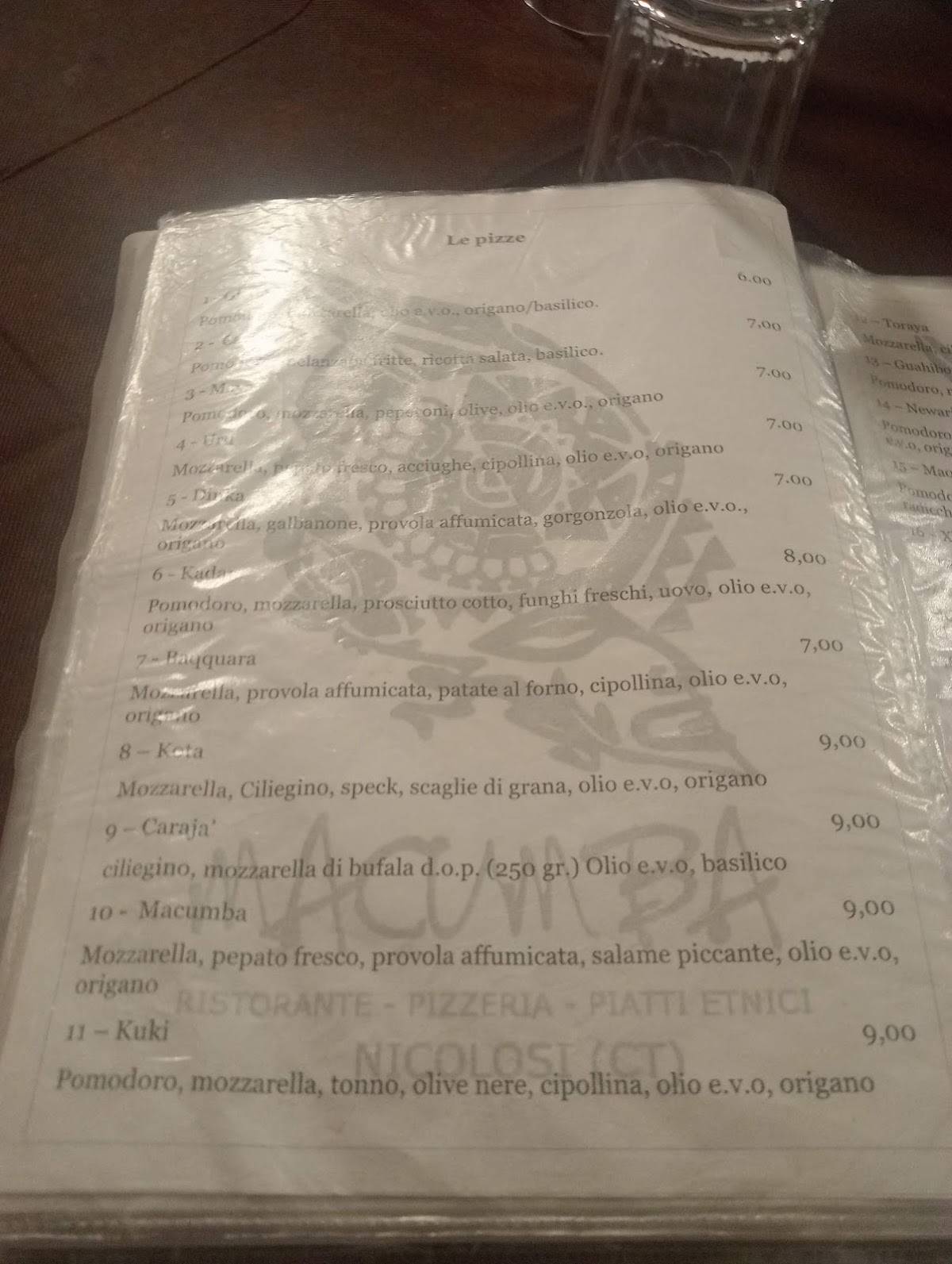 Menu di Macumba 