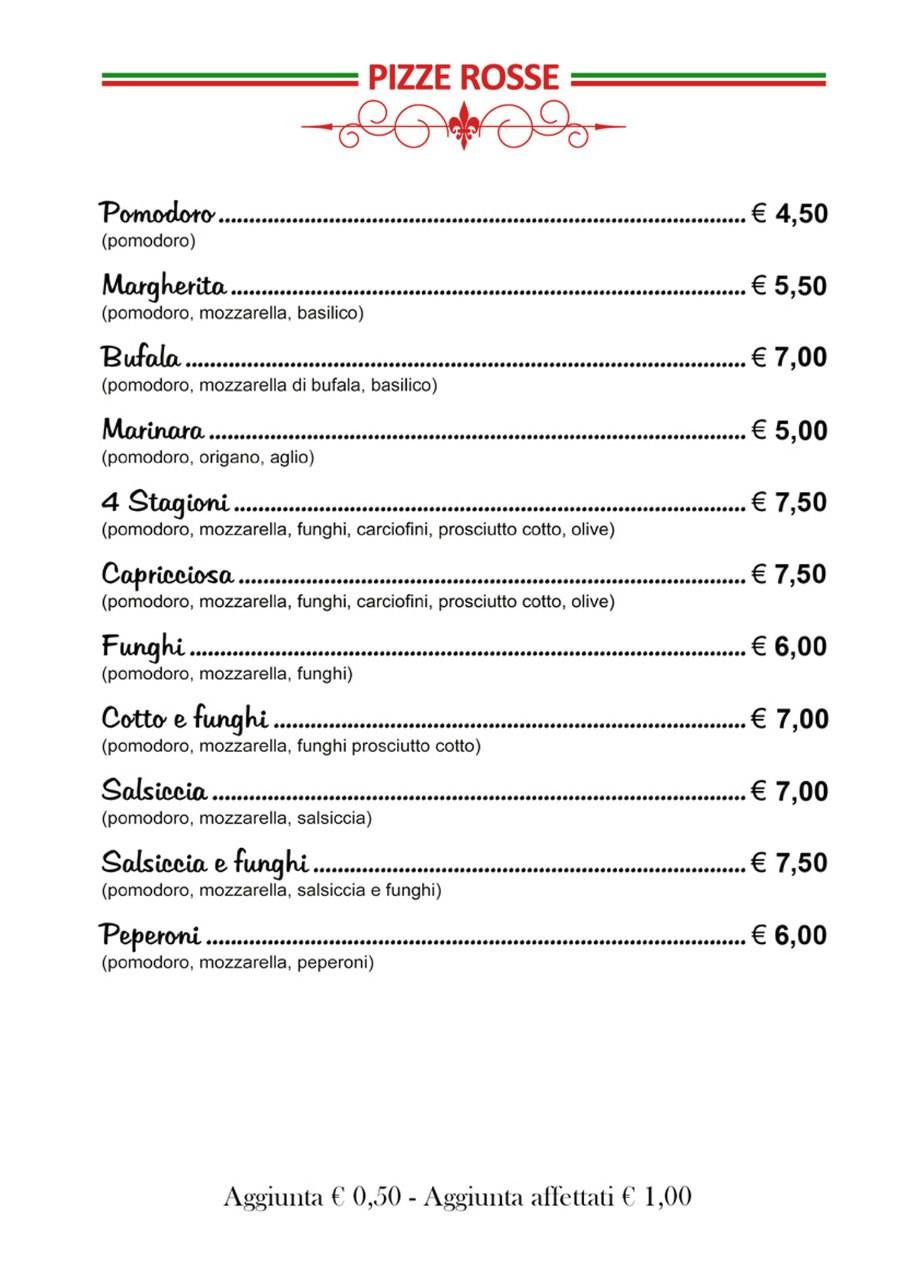 Menu di Pizzeria Malu' 