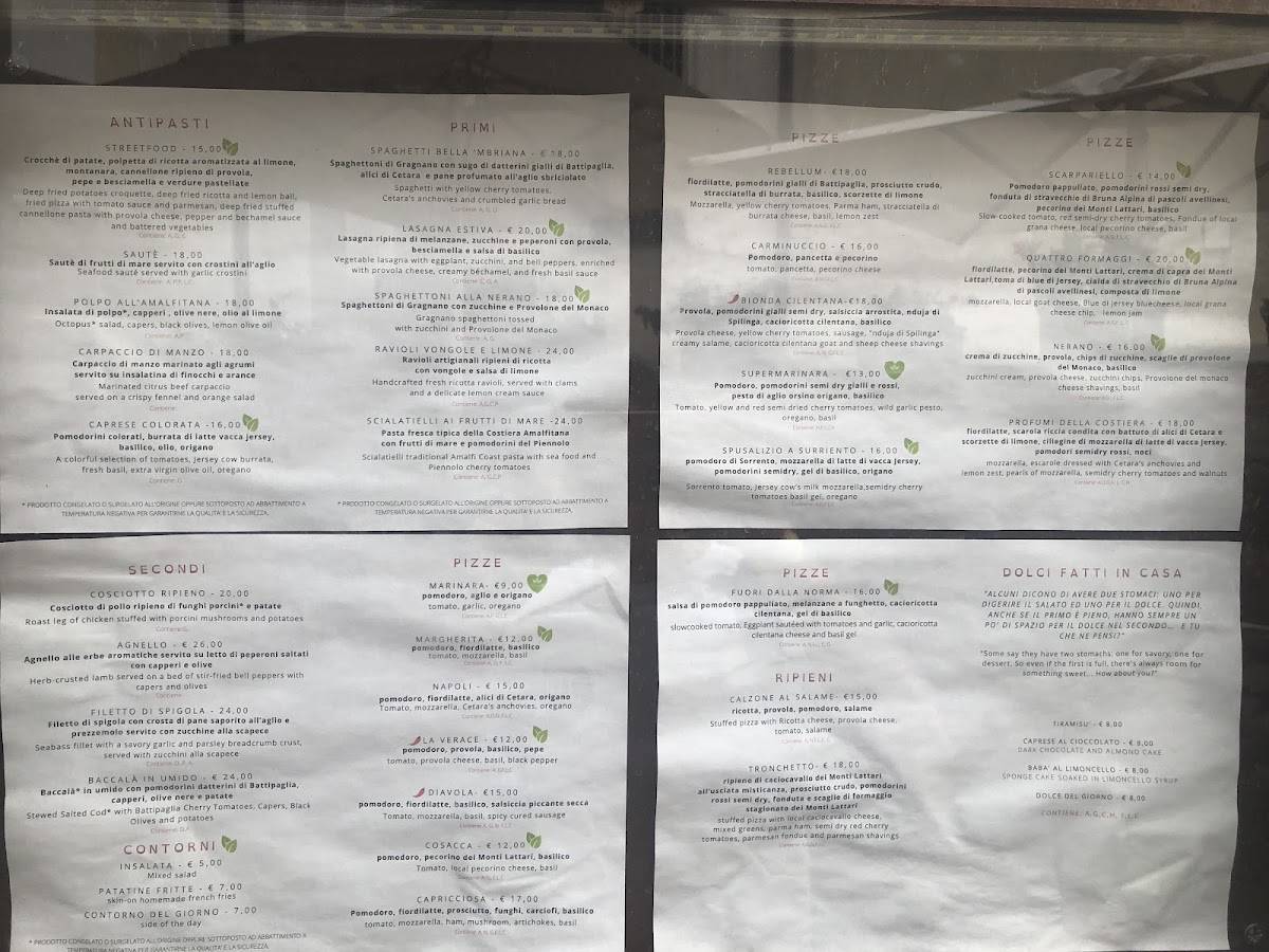 Menu di Mimì Ristorante Pizzeria 