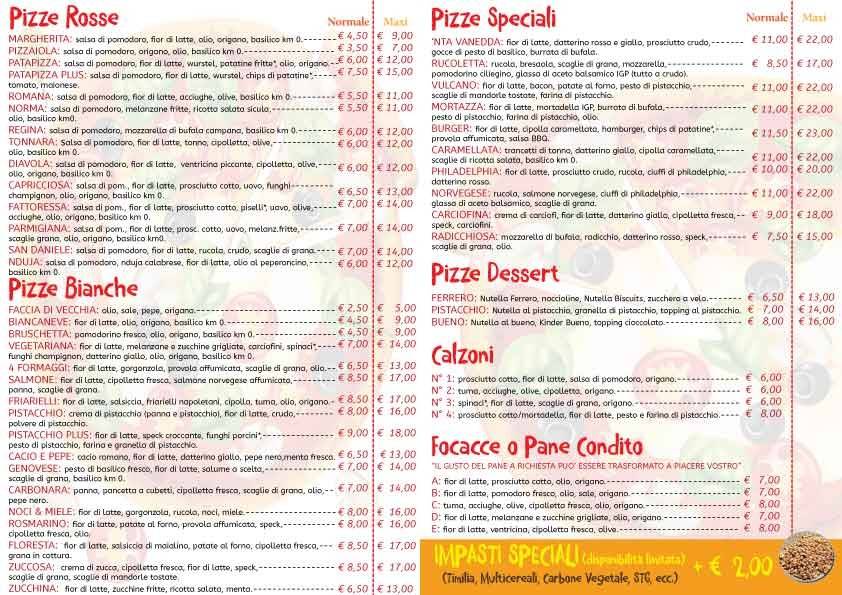 Menu di Pizzeria N'ta Vanedda 