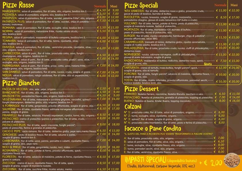 Menu di Pizzeria N'ta Vanedda 