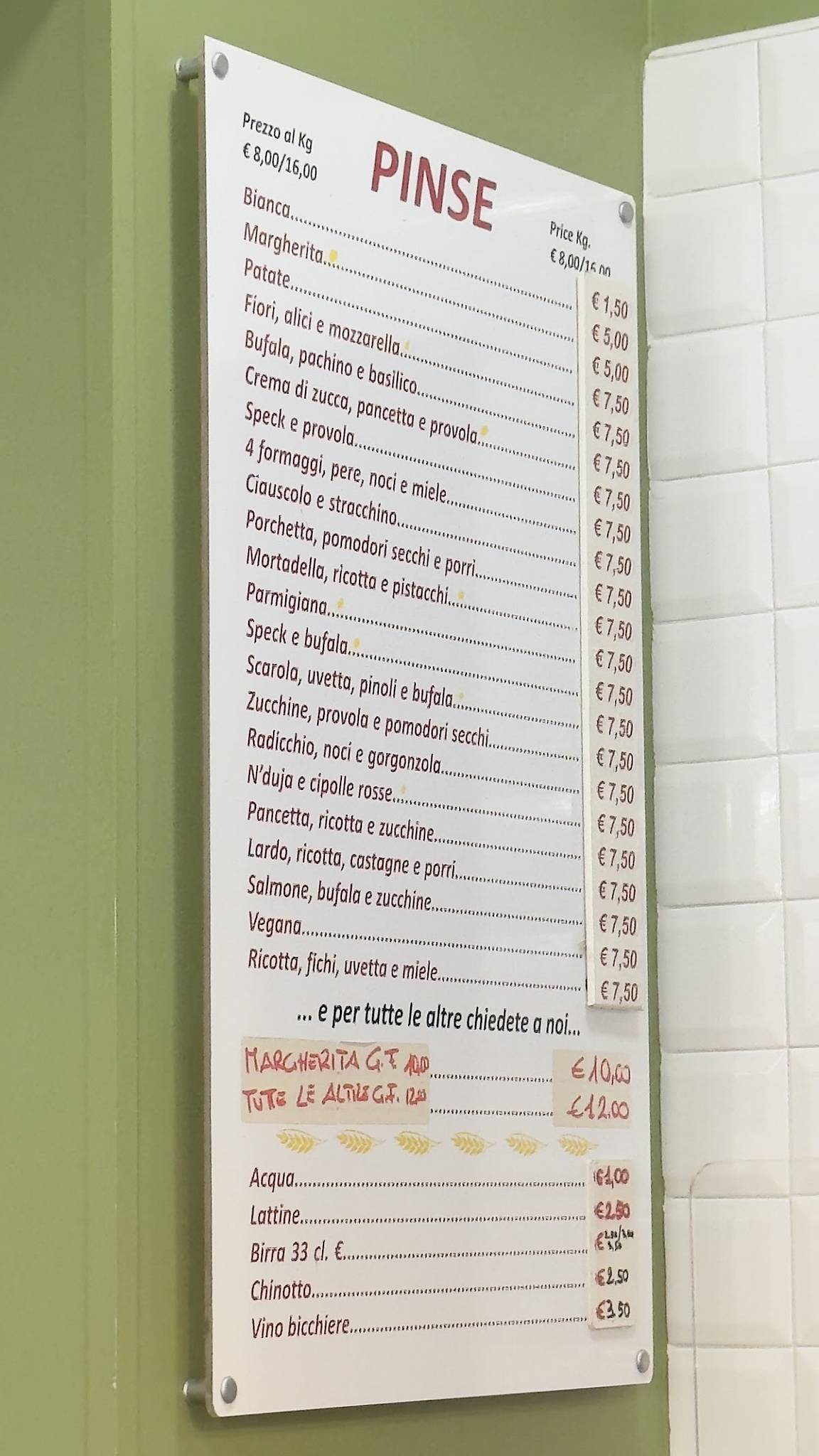 Menu di Pinsere 