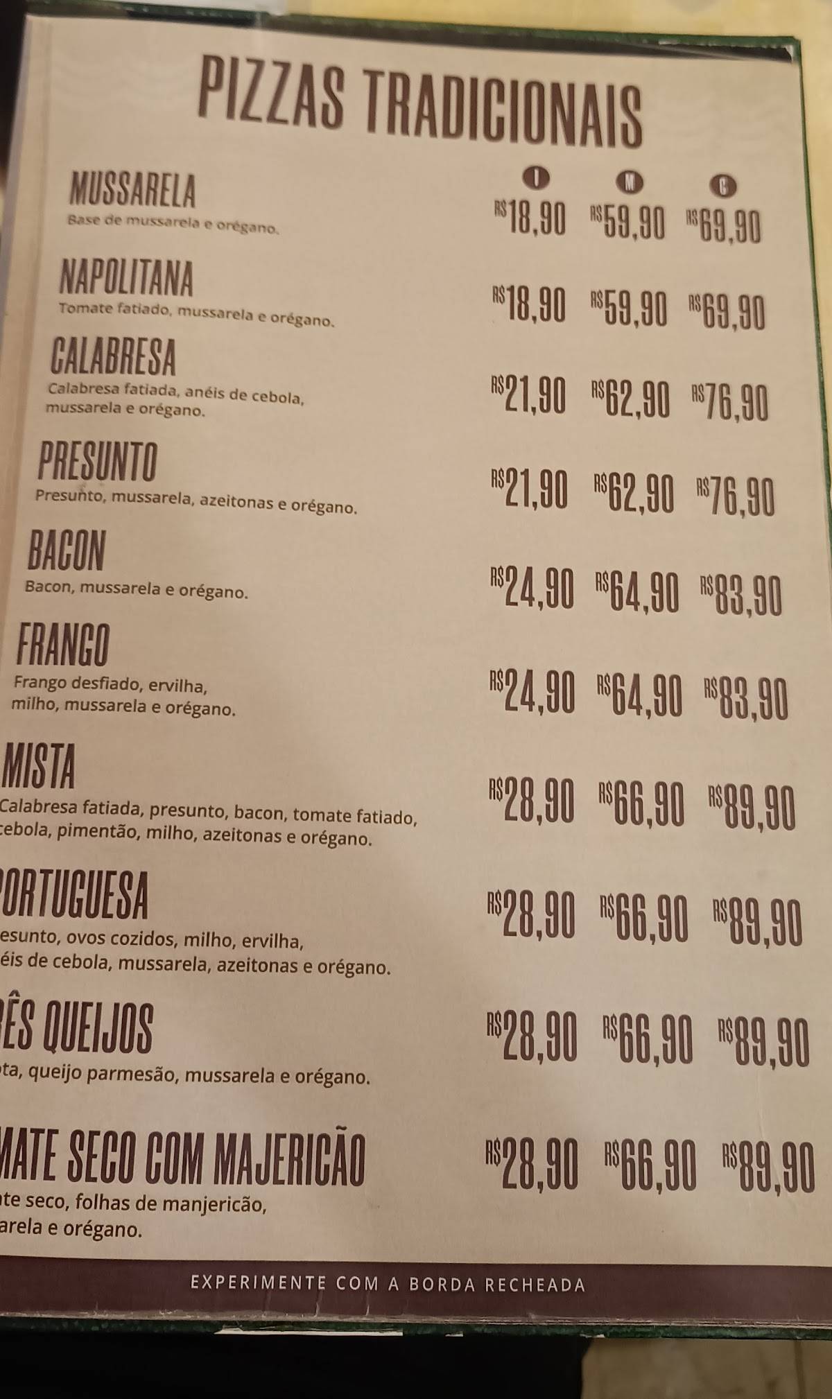 Atlântico cardápio