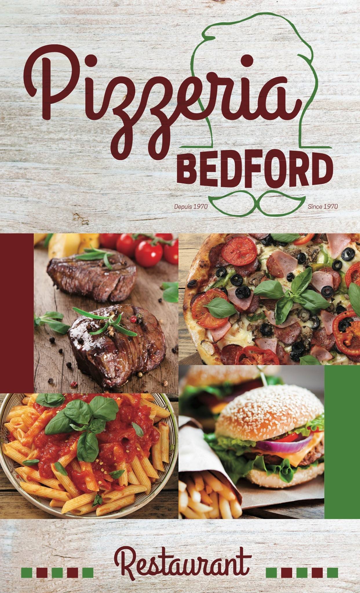 Menu au Pizzeria Bedford, Bedford