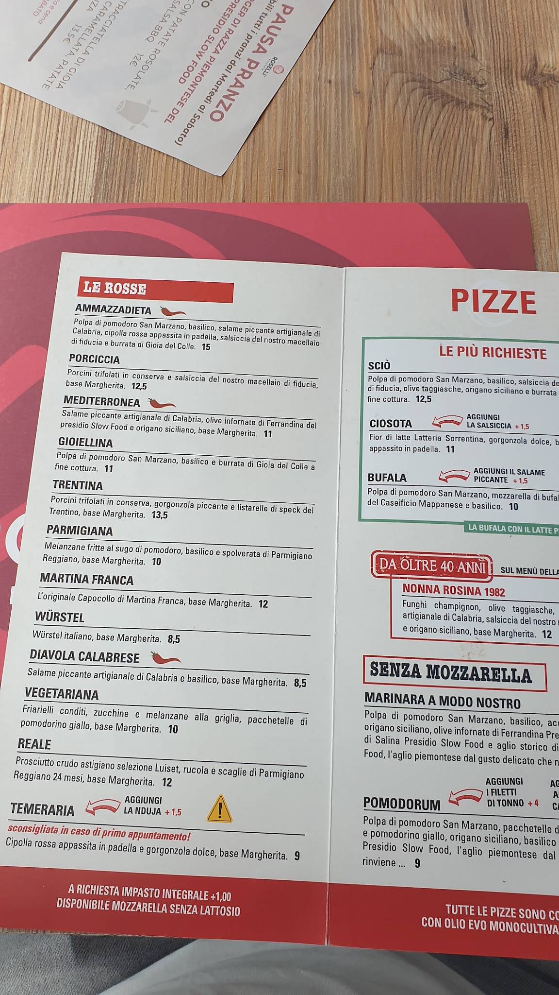 Menu di Pizzeria Fratelli Roselli 