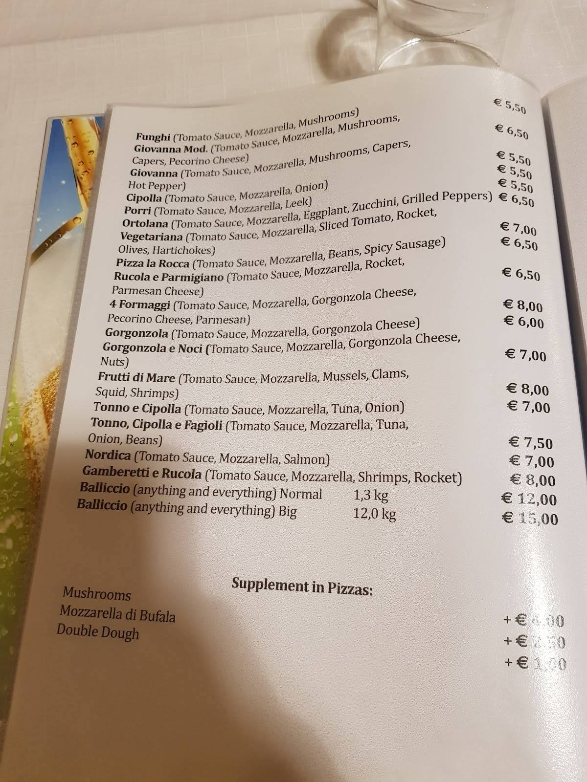 Menu di Pizzeria La Rocca 