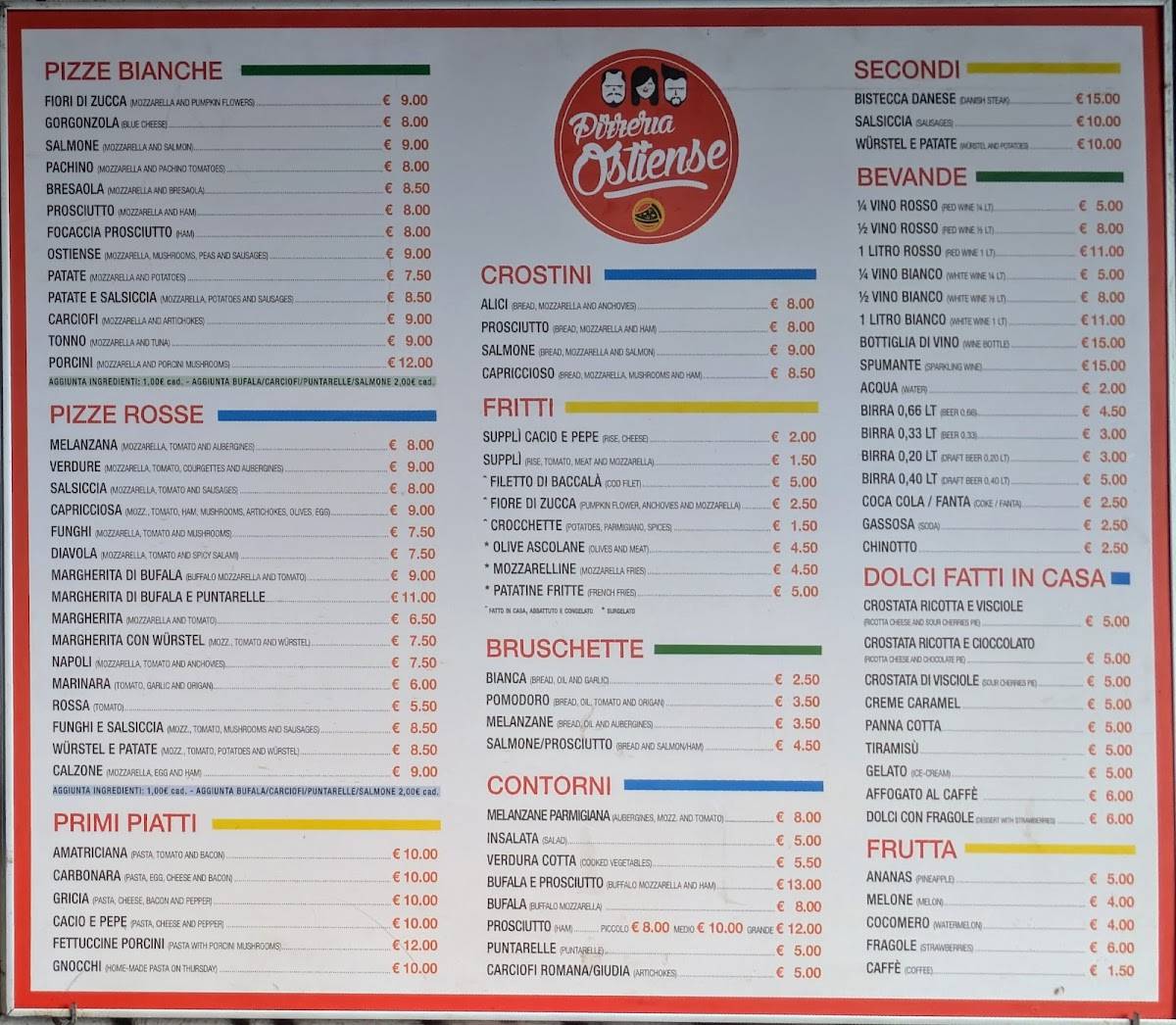 Menu di Pizzeria Ostiense 
