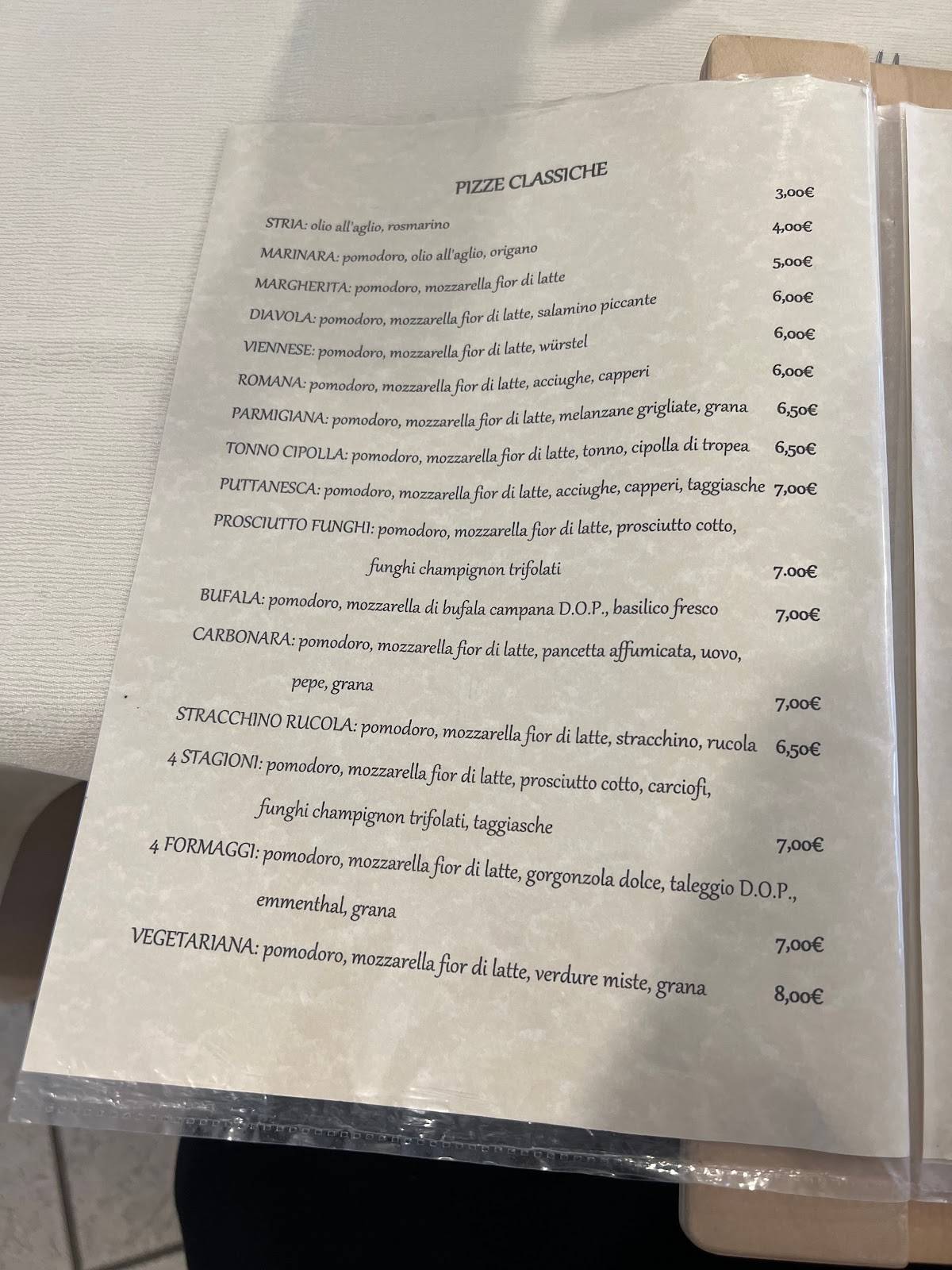 Menu di Pizzeria Trattoria La Rocca 