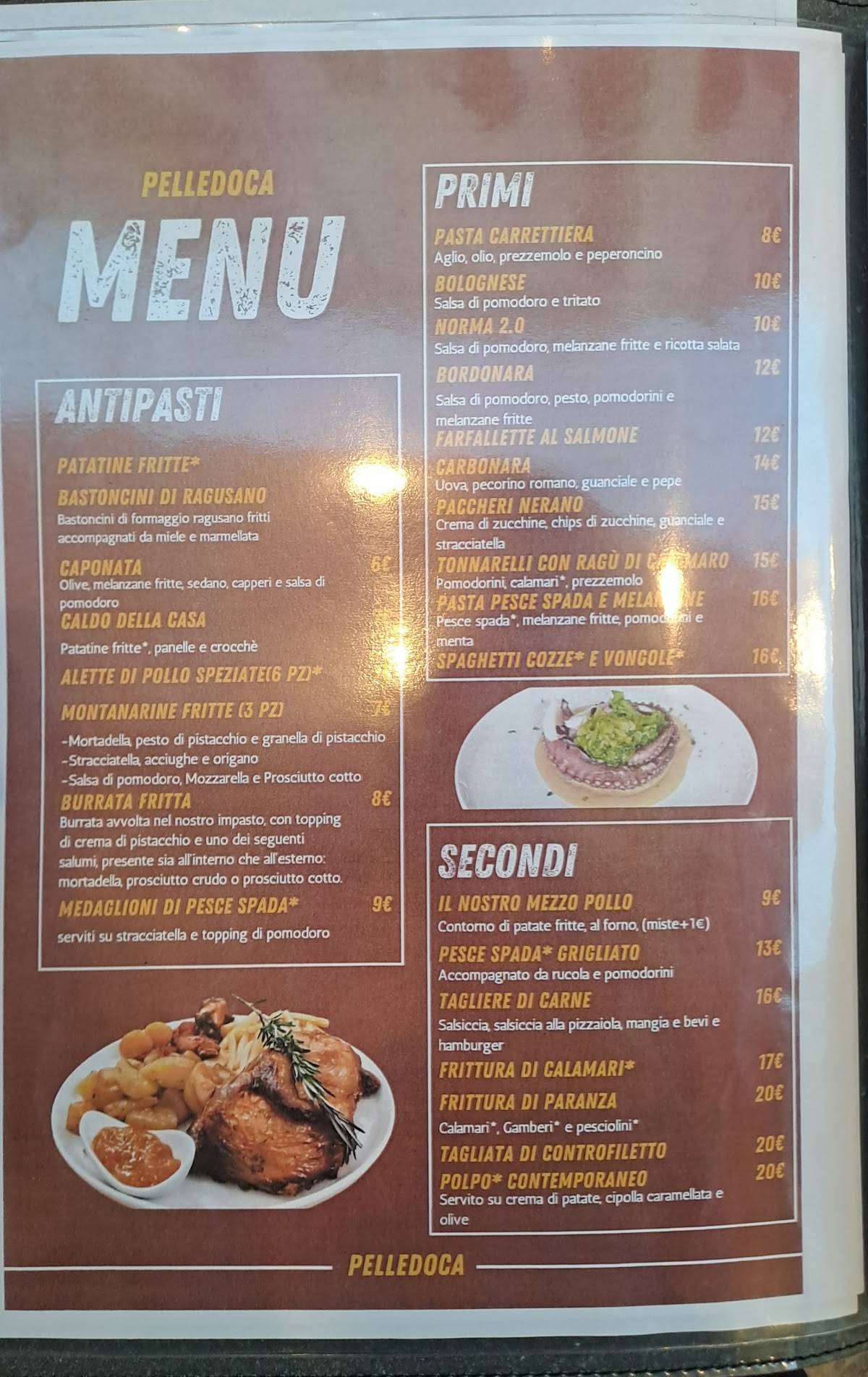 Menu di Pizzeria Polleria Pelledoca 
