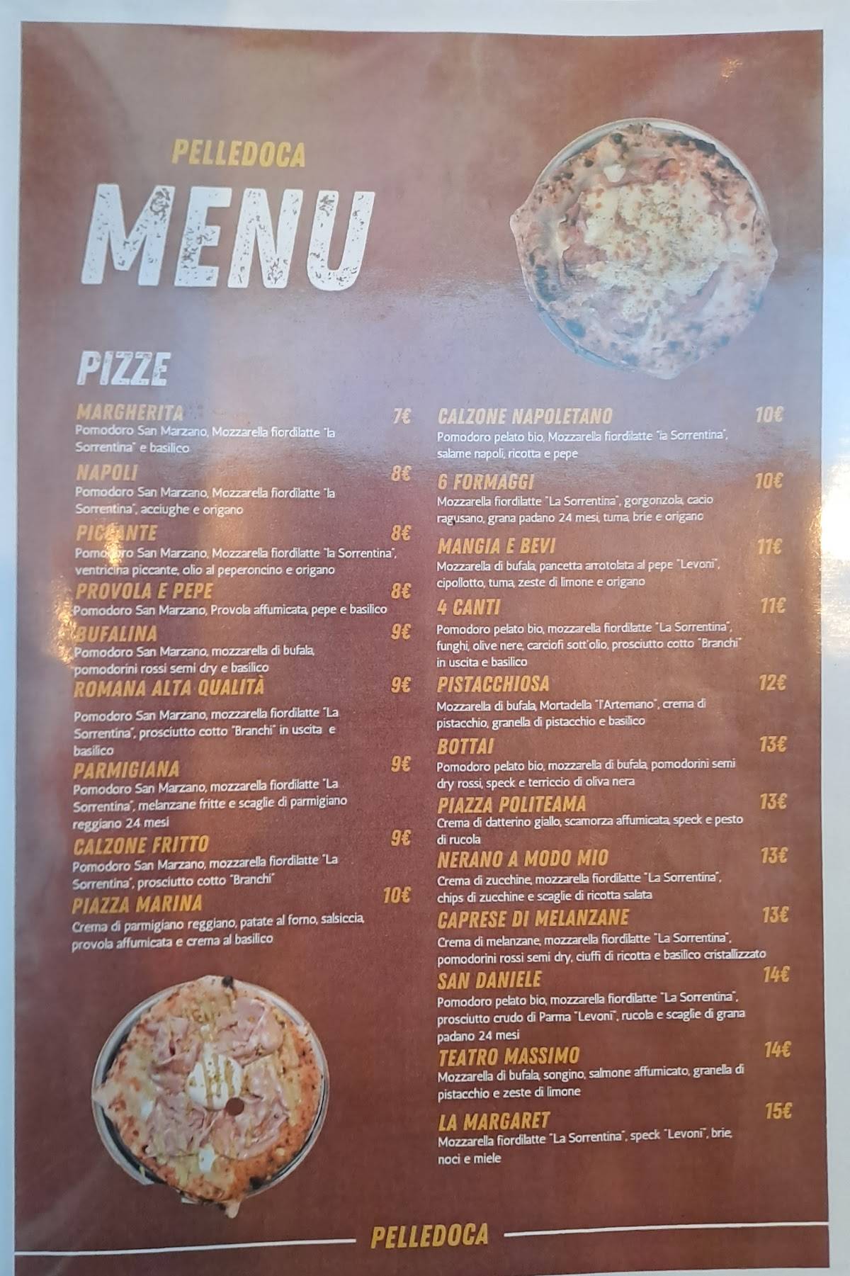 Menu di Pizzeria Polleria Pelledoca 