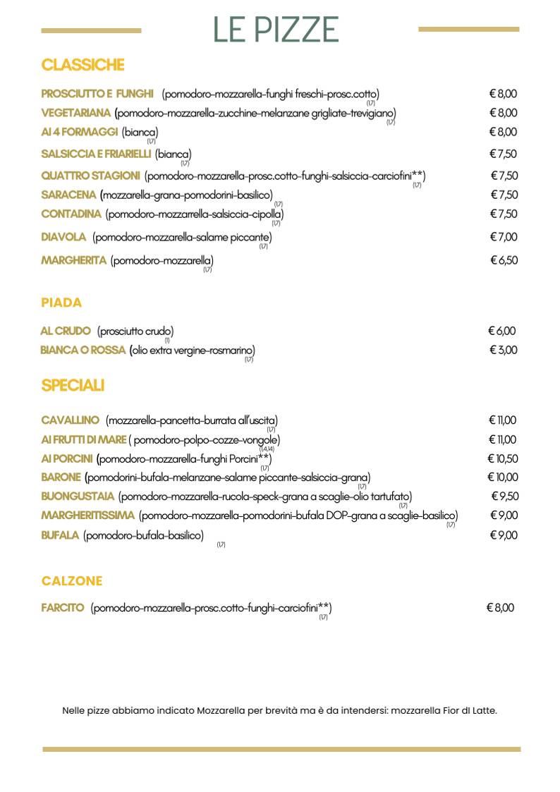 Menu di Ristorante Pizzeria AL Cavallino Bianco 