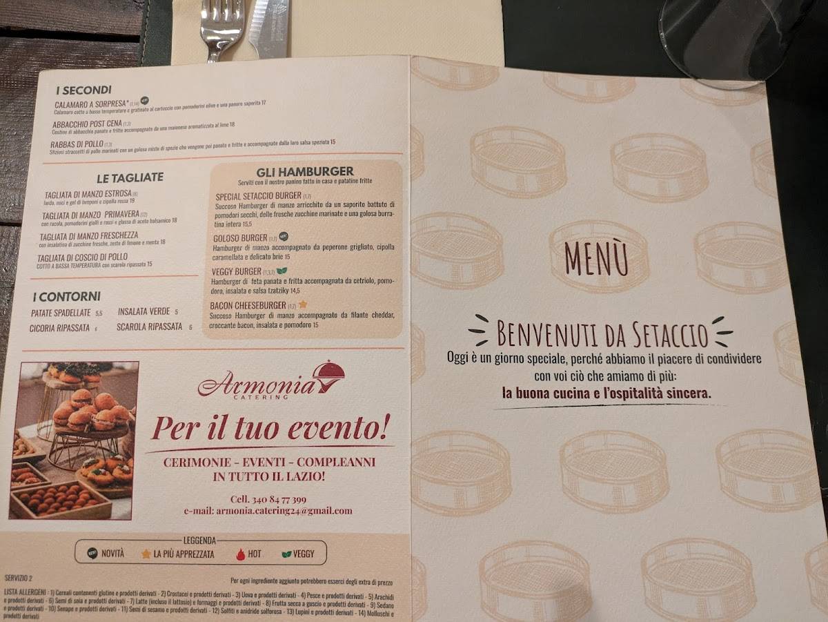 Menu di Pizzeria Ristorante Setaccio 