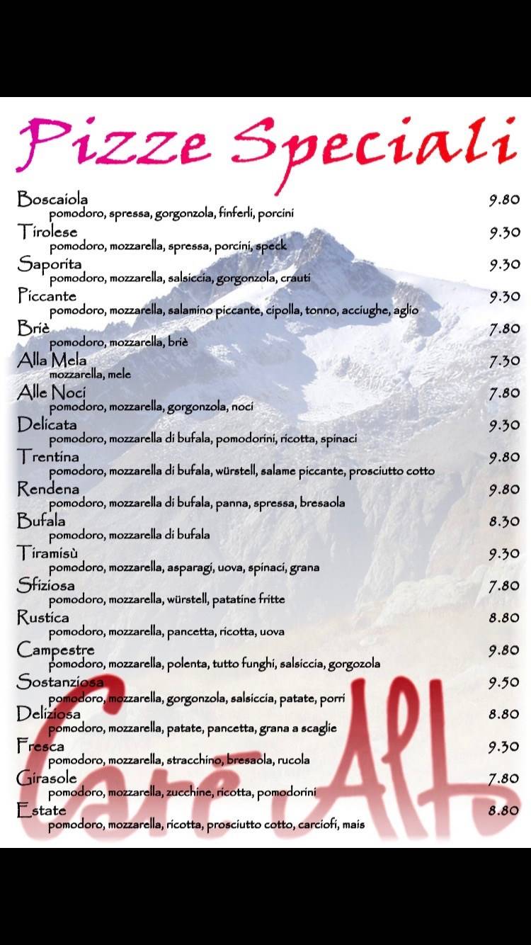 Menu di Carè Alto 