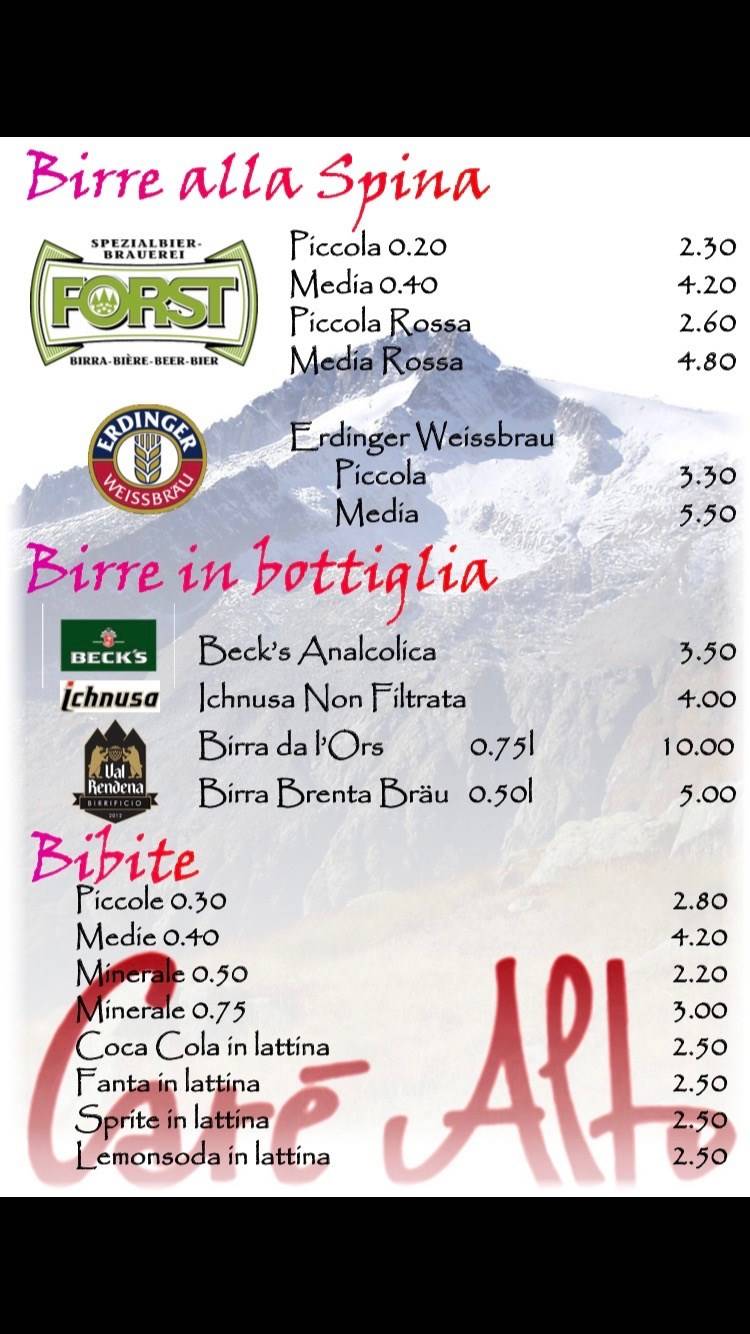 Menu di Carè Alto 