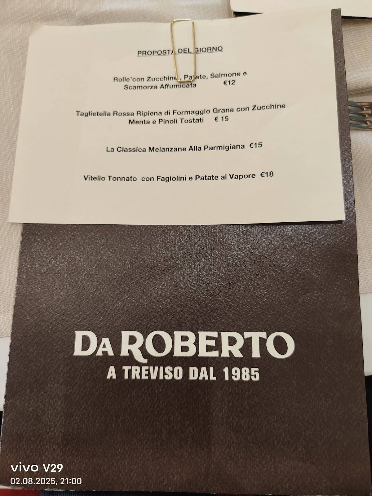 Menu di Pizzeria Ristorantino "da Roberto" 